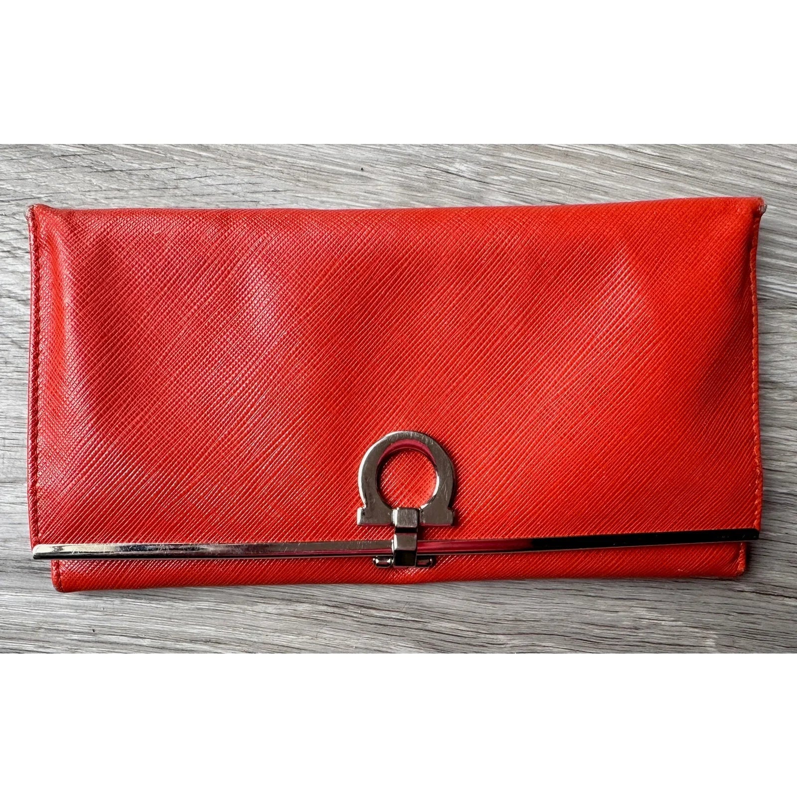 Salvatore Ferragamo Pamplona Pebble Red Leather Long Wallet - Salvatore Ferragamo - Wallet - A+ Stuff