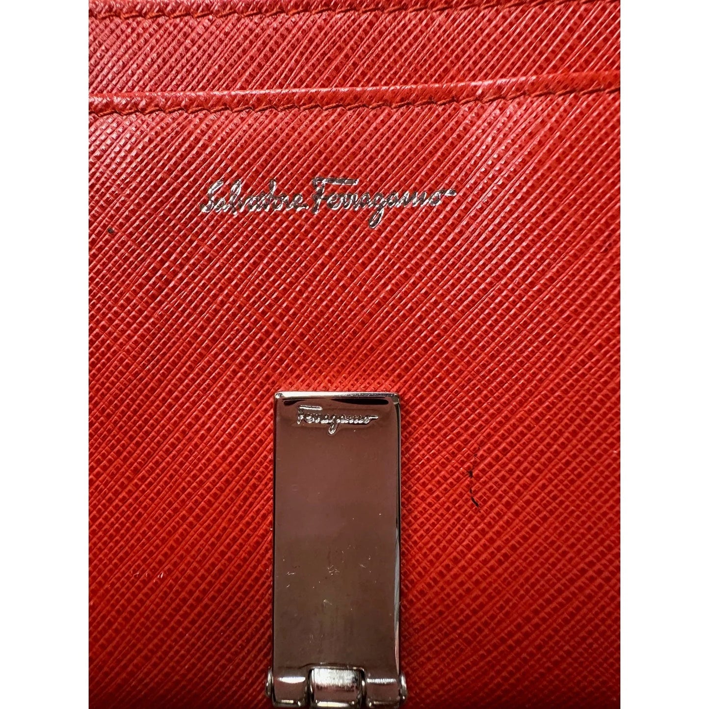 Salvatore Ferragamo Pamplona Pebble Red Leather Long Wallet - Salvatore Ferragamo - Wallet - A+ Stuff
