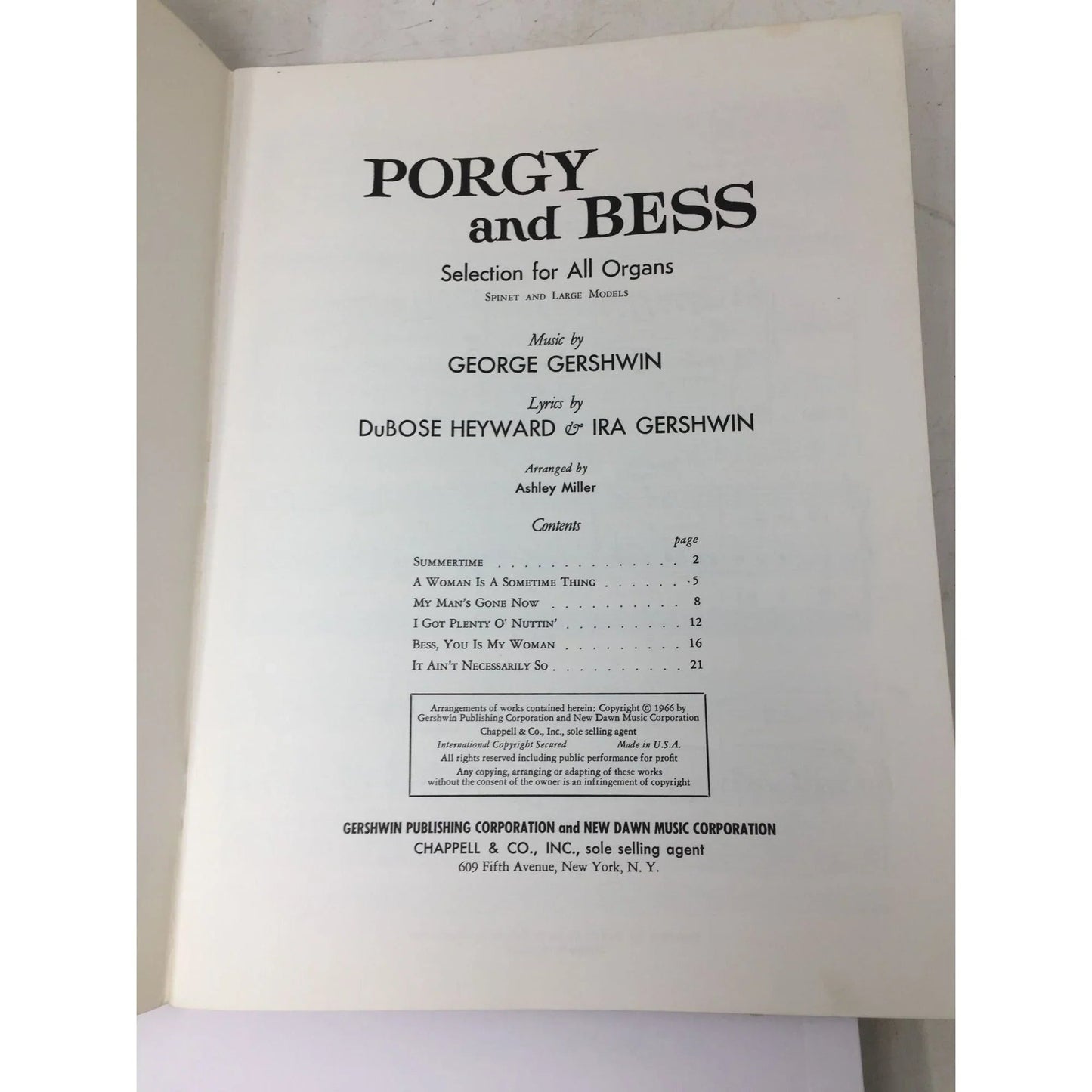 Samuel Goldwin presents "Porgy and Bess" Selection for All Organs - A+ Stuff - SHEET MUSIC - A+ Stuff