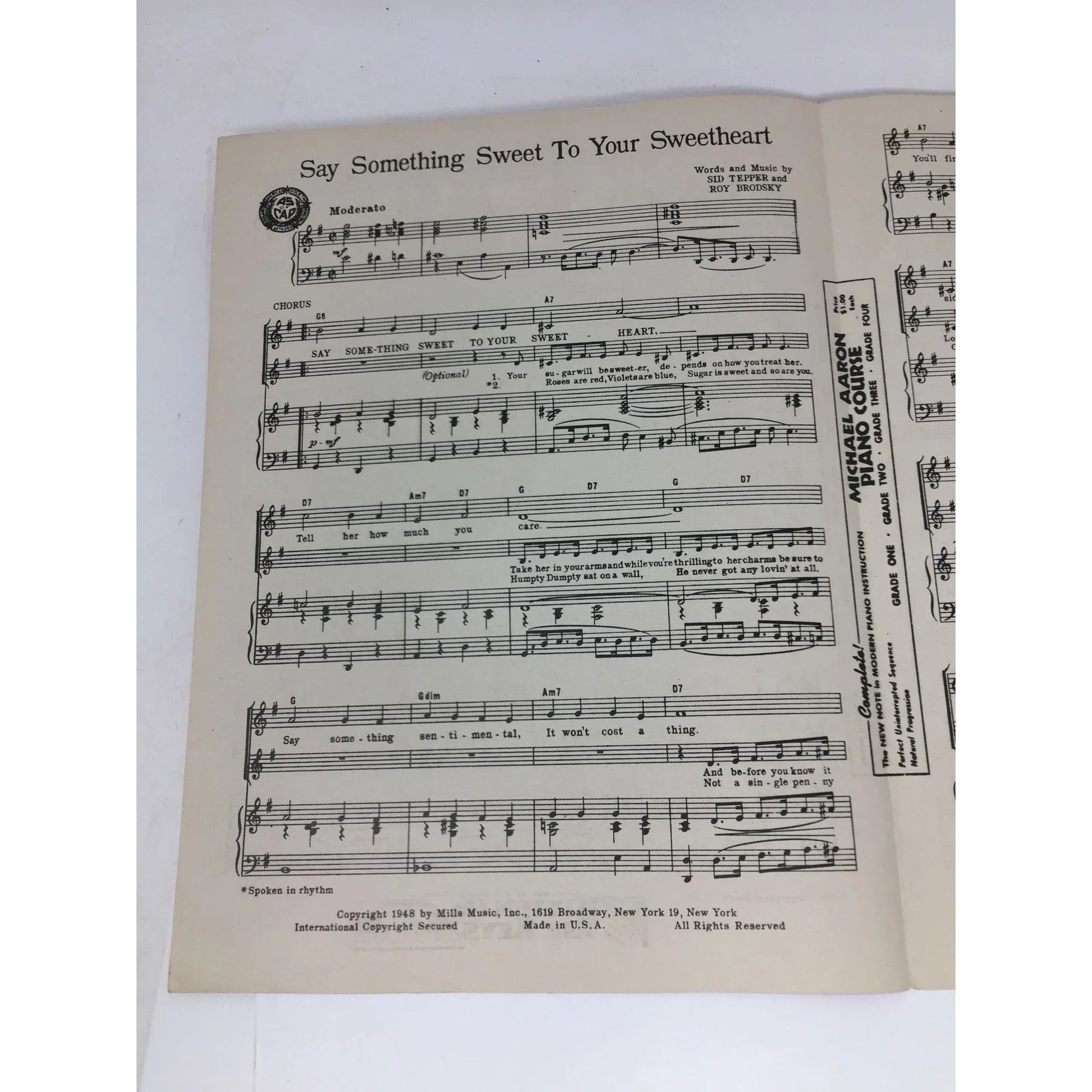 ''Say Something Sweet To Your Sweetheart'' Vintage Sheet Music - A+ Stuff - SHEET MUSIC - A+ Stuff