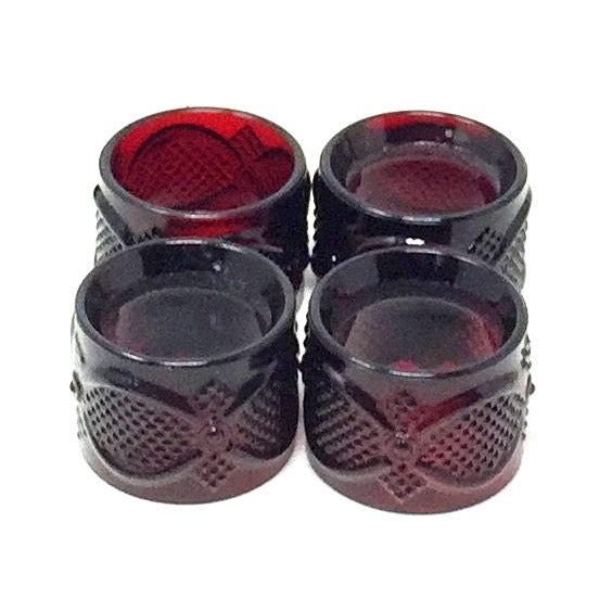 Vintage Avon 1876 Cape Cod Ruby Red Glass Napkin Ring Set (Box with 4 Rings) Avon  A+ Stuff Drinking, Dining & More