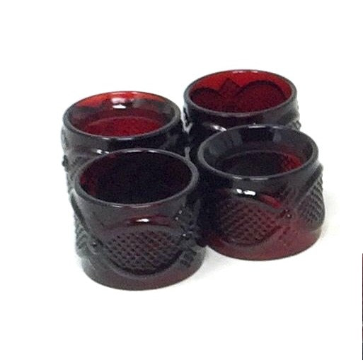 Vintage Avon 1876 Cape Cod Ruby Red Glass Napkin Ring Set (Box with 4 Rings) Avon  A+ Stuff Drinking, Dining & More