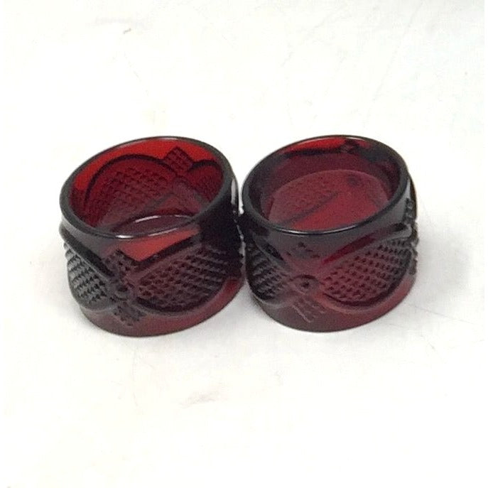 Vintage Avon 1876 Cape Cod Ruby Red Glass Napkin Ring Set (Box with 4 Rings) Avon  A+ Stuff Drinking, Dining & More