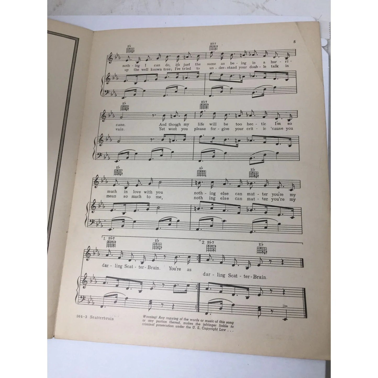 ''SCATTER - BRAIN'' BY JOHNNY BURKE, KEENE - BEAN AND FRANKIE MASTERS - A+ Stuff - SHEET MUSIC - A+ Stuff