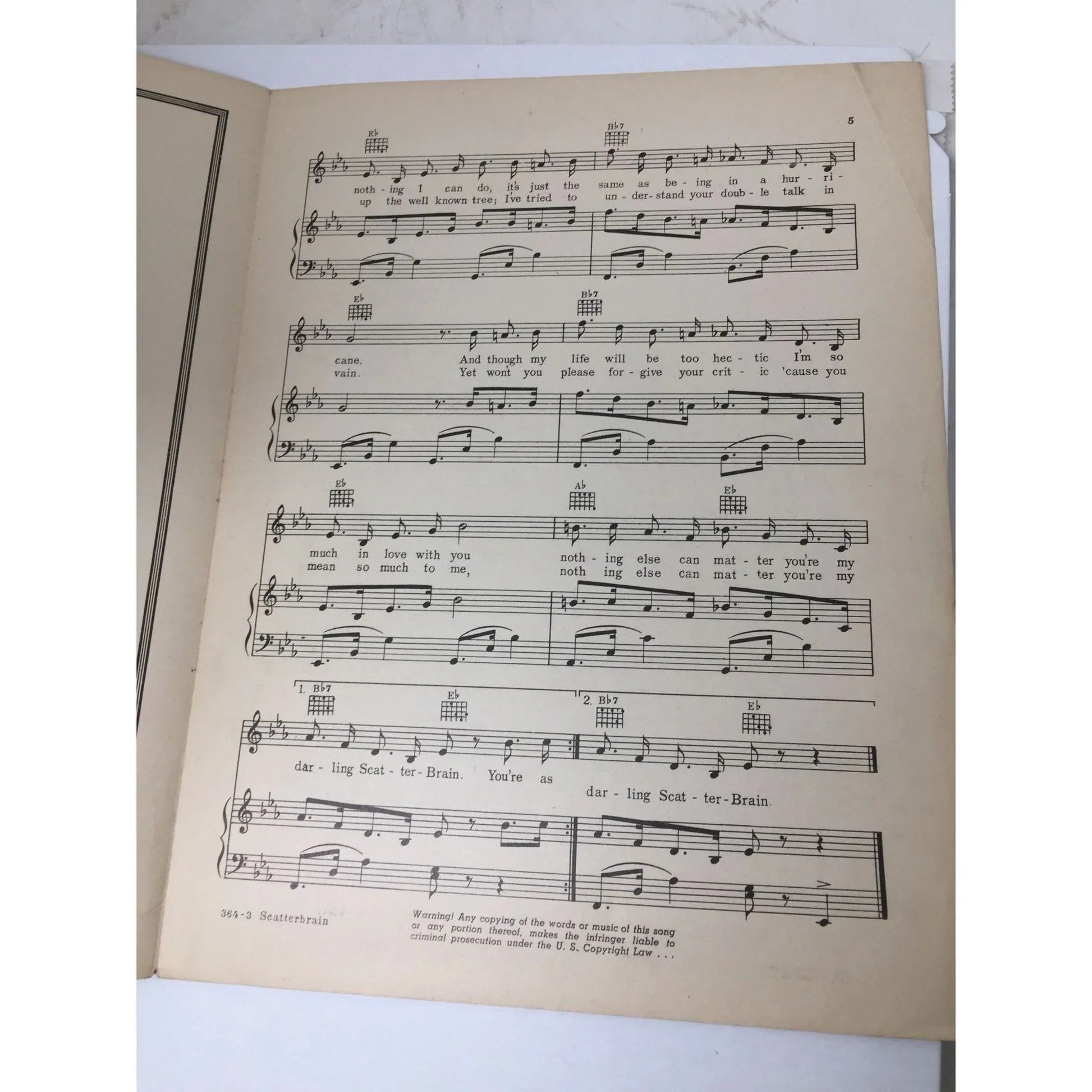 ''SCATTER - BRAIN'' BY JOHNNY BURKE, KEENE - BEAN AND FRANKIE MASTERS - A+ Stuff - SHEET MUSIC - A+ Stuff