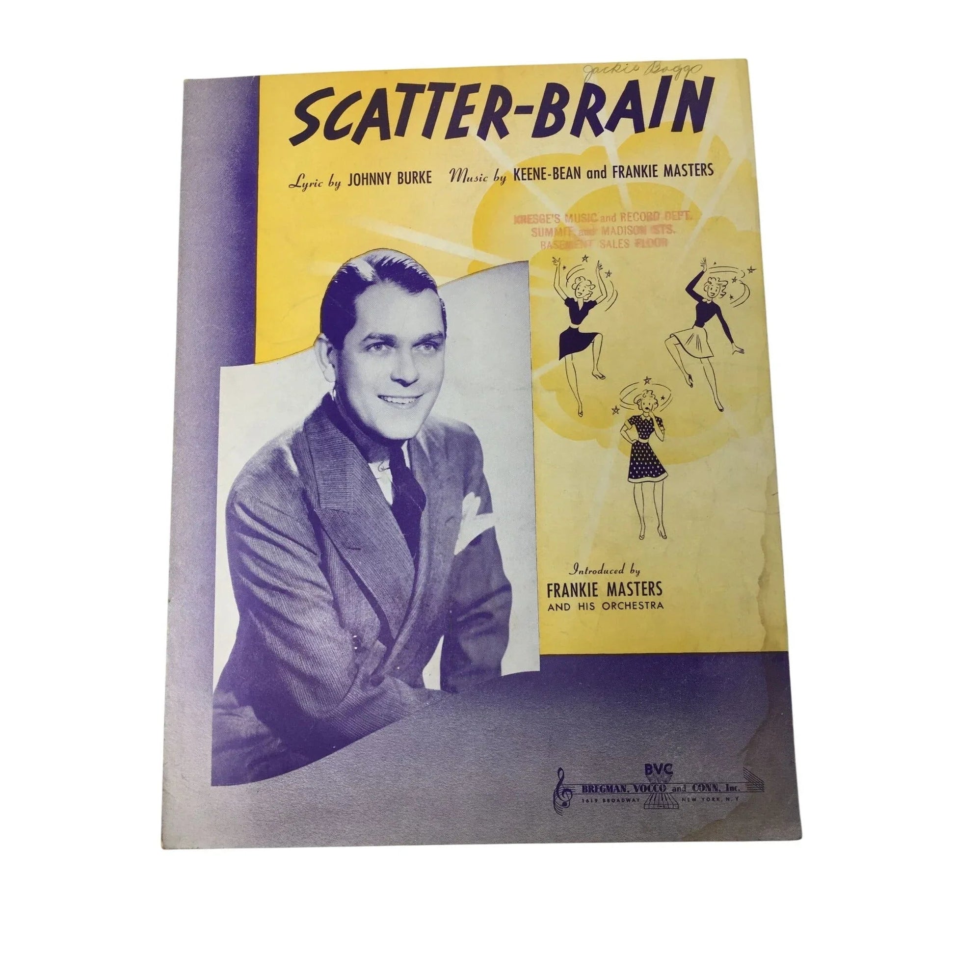 ''SCATTER - BRAIN'' BY JOHNNY BURKE, KEENE - BEAN AND FRANKIE MASTERS - A+ Stuff - SHEET MUSIC - A+ Stuff