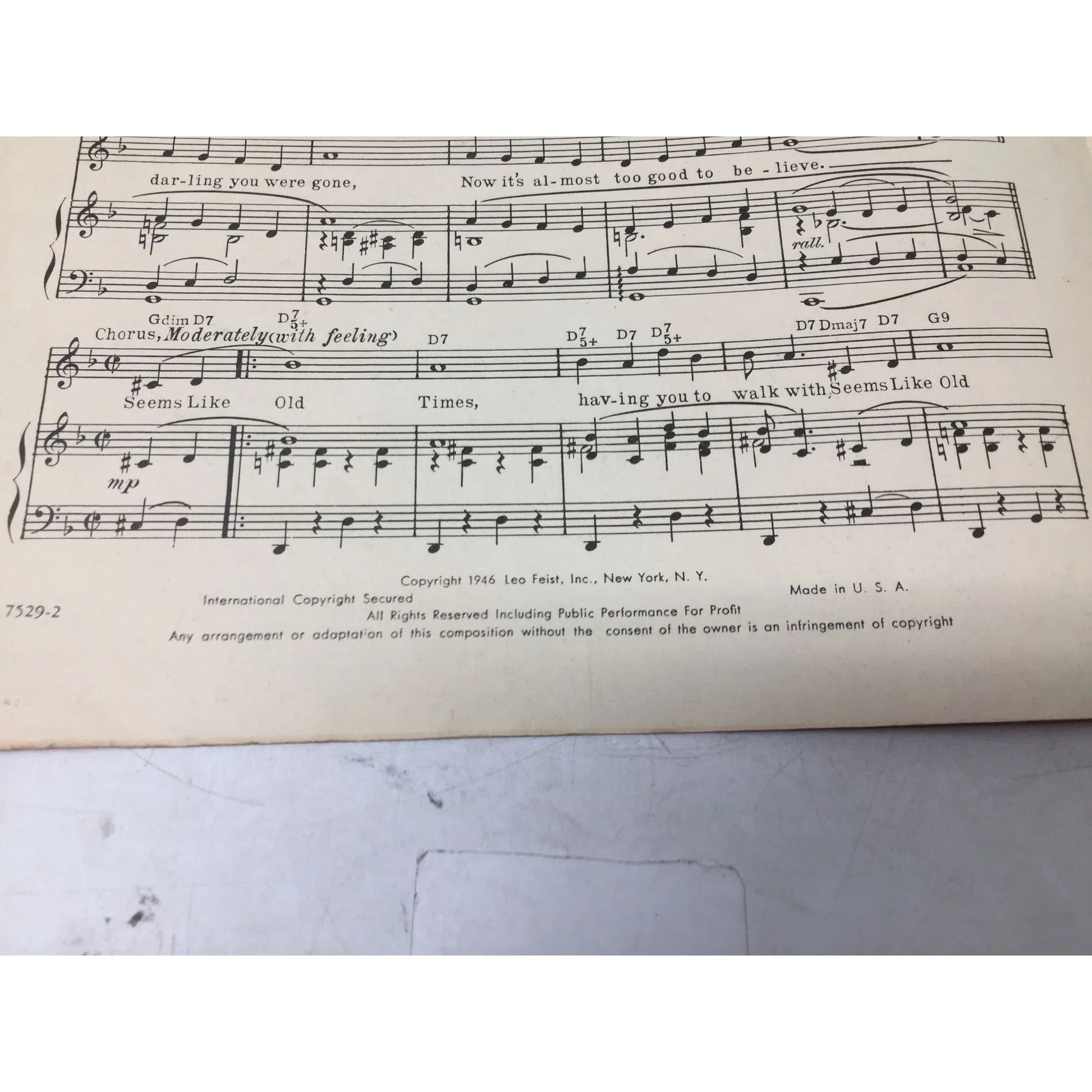 ''Seems like old times'' Vintage Sheet music - A+ Stuff - SHEET MUSIC - A+ Stuff