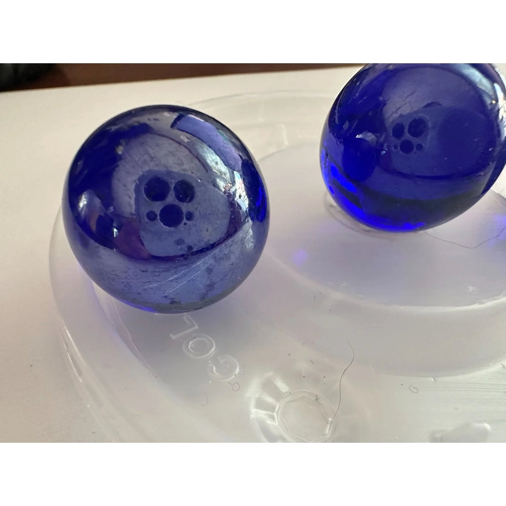 Set of 10 Vintage Royal Blue Large Shooter Marbles - Collectibles - A+ Stuff