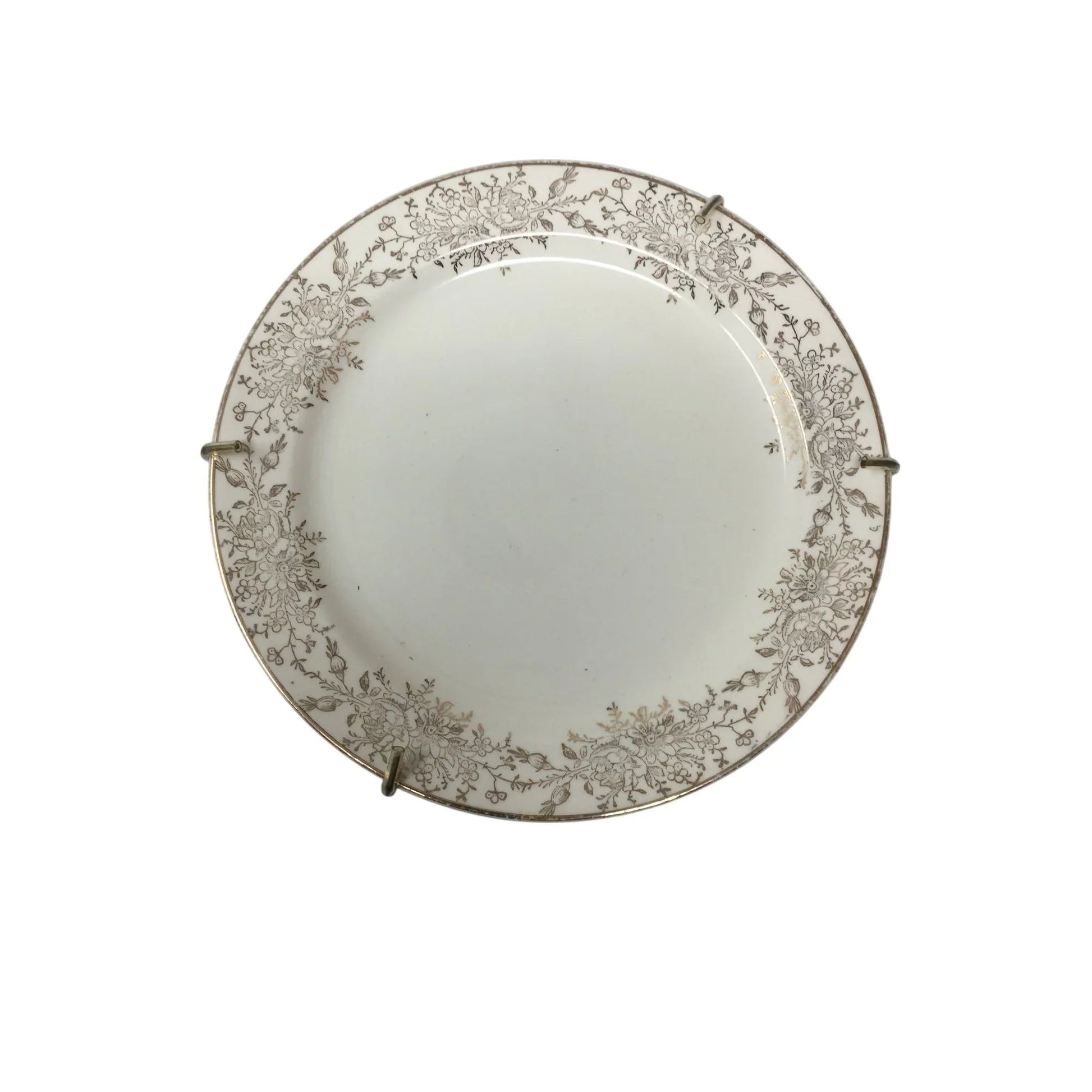 Set of 3 Vintage Plates with Gold Tone Flower Patterned Rim - A+ Stuff