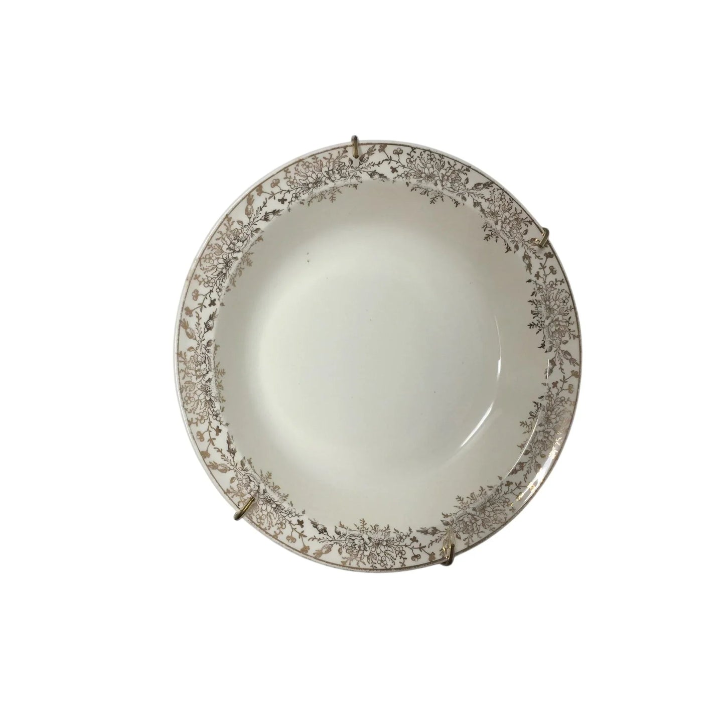 Set of 3 Vintage Plates with Gold Tone Flower Patterned Rim - A+ Stuff