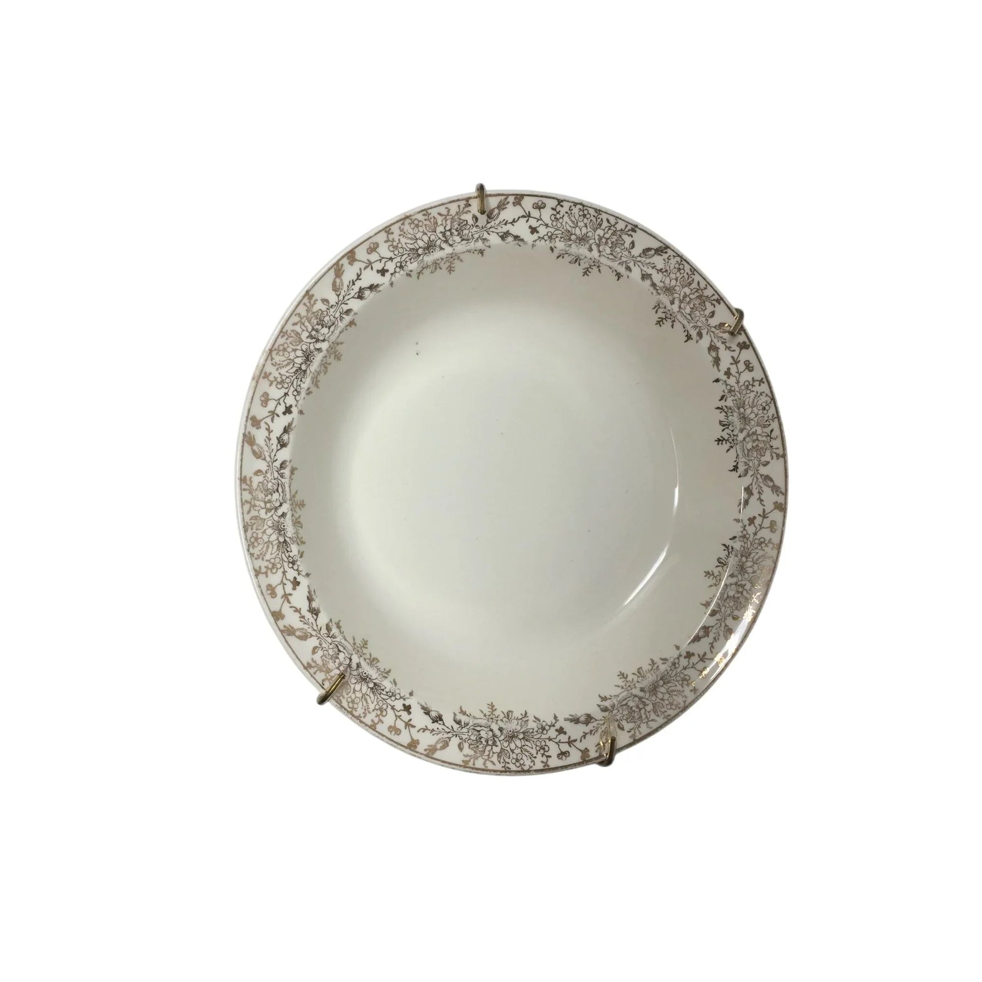 Set of 3 Vintage Plates with Gold Tone Flower Patterned Rim - A+ Stuff