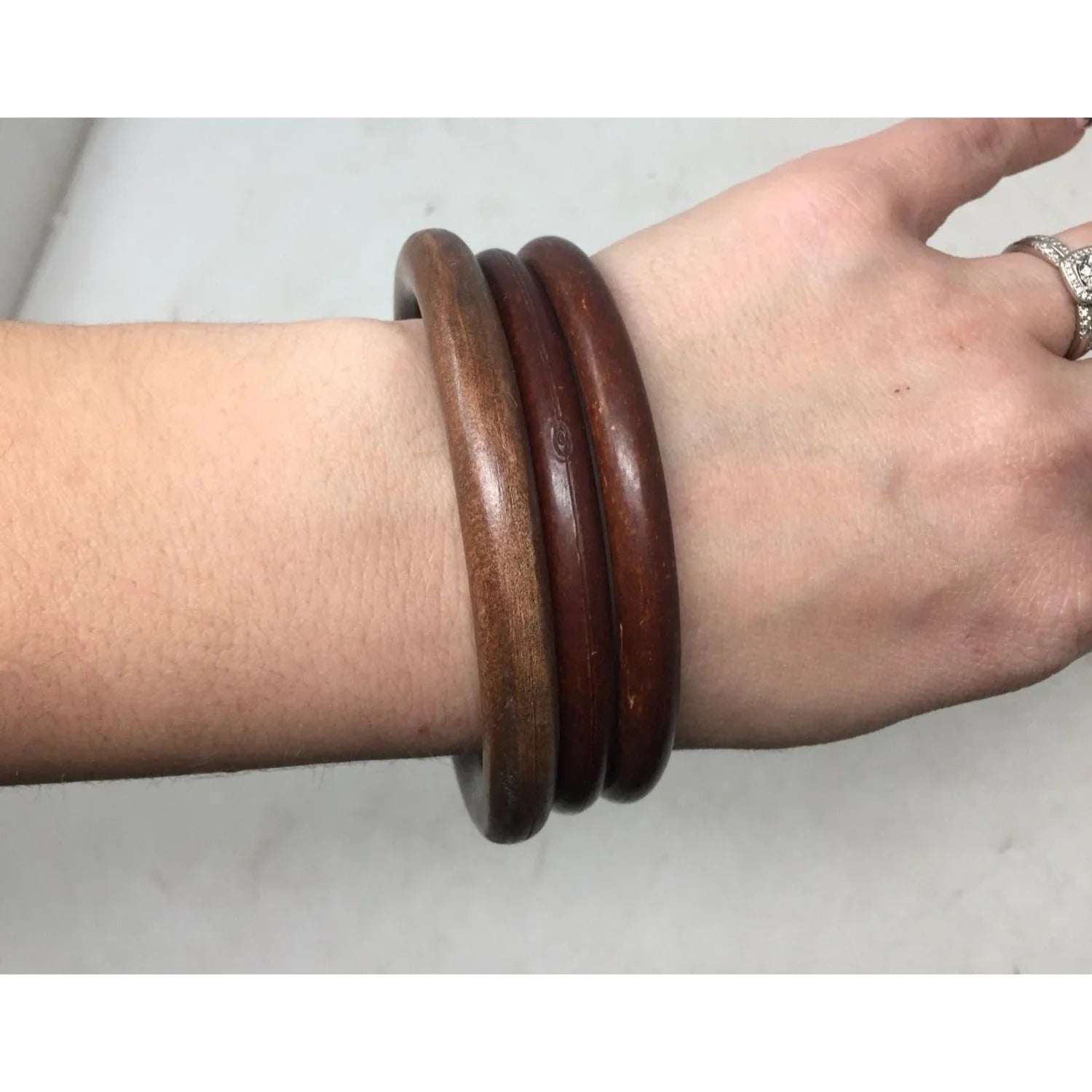 Set of 3 Women's Brown Wooden Bangle Bracelets (One Size) - A+ Stuff - Bracelet - A+ Stuff
