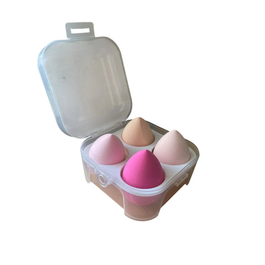 Set of 4 Pink Beauty Face Makeup Blenders/Sponges with Clear Storage Case - A+ Stuff - Make Up Brushes - A+ Stuff