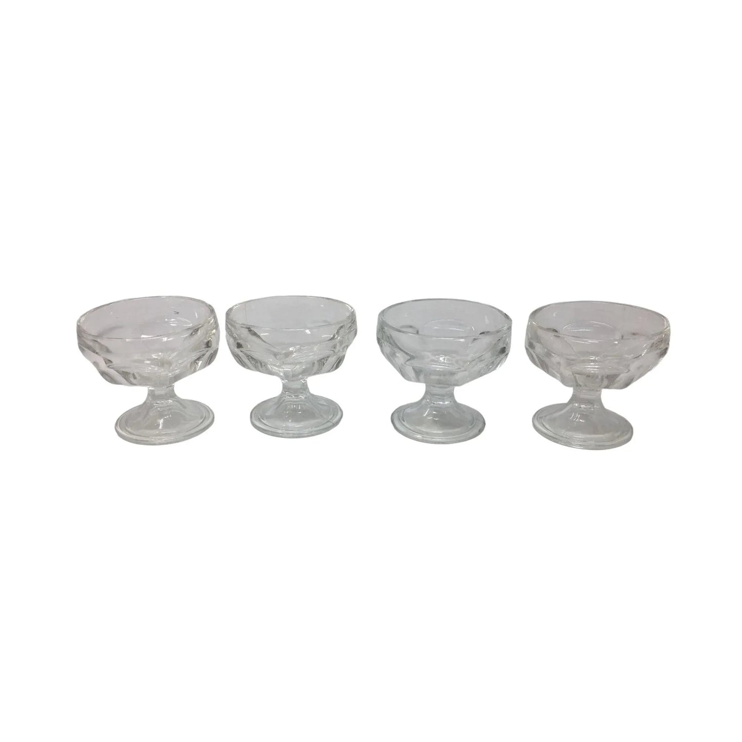 Set of 4 Vintage Clear Glass Footed Ice cream/Sundae Cups - A+ Stuff