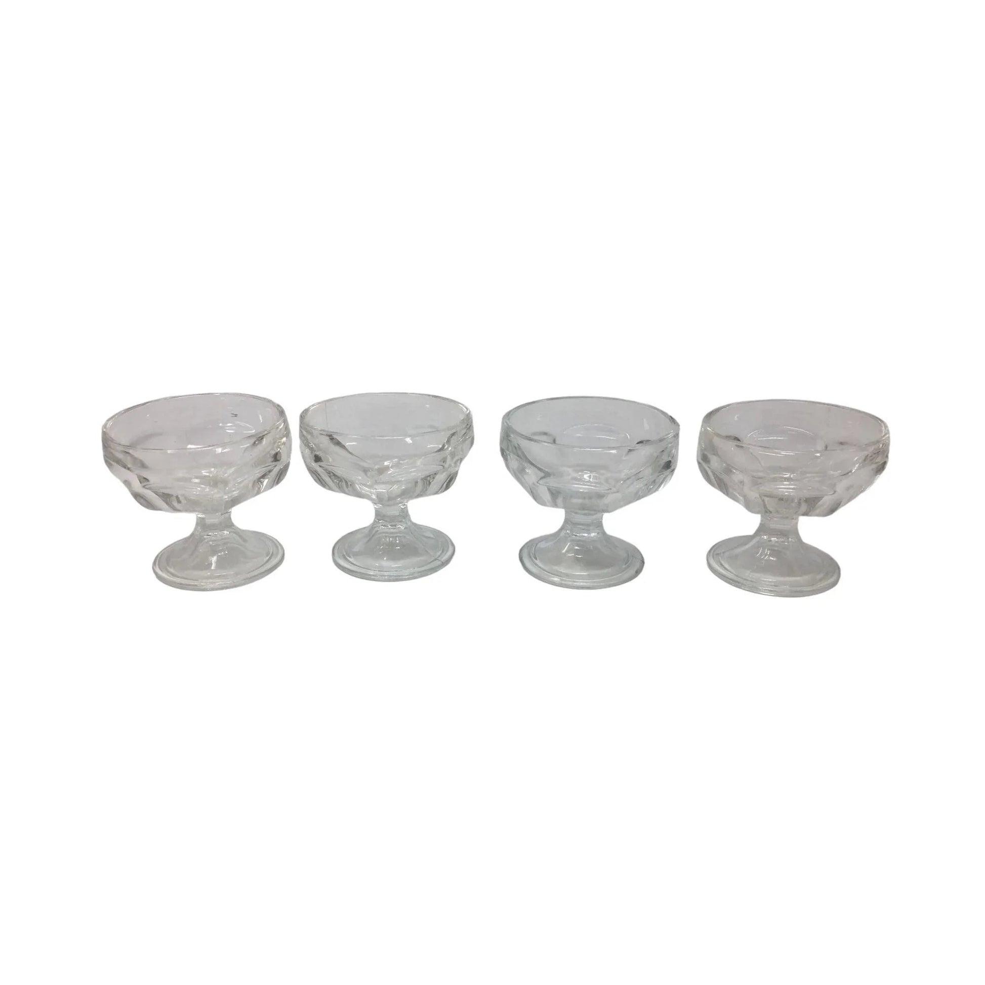 Set of 4 Vintage Clear Glass Footed Ice cream/Sundae Cups - A+ Stuff