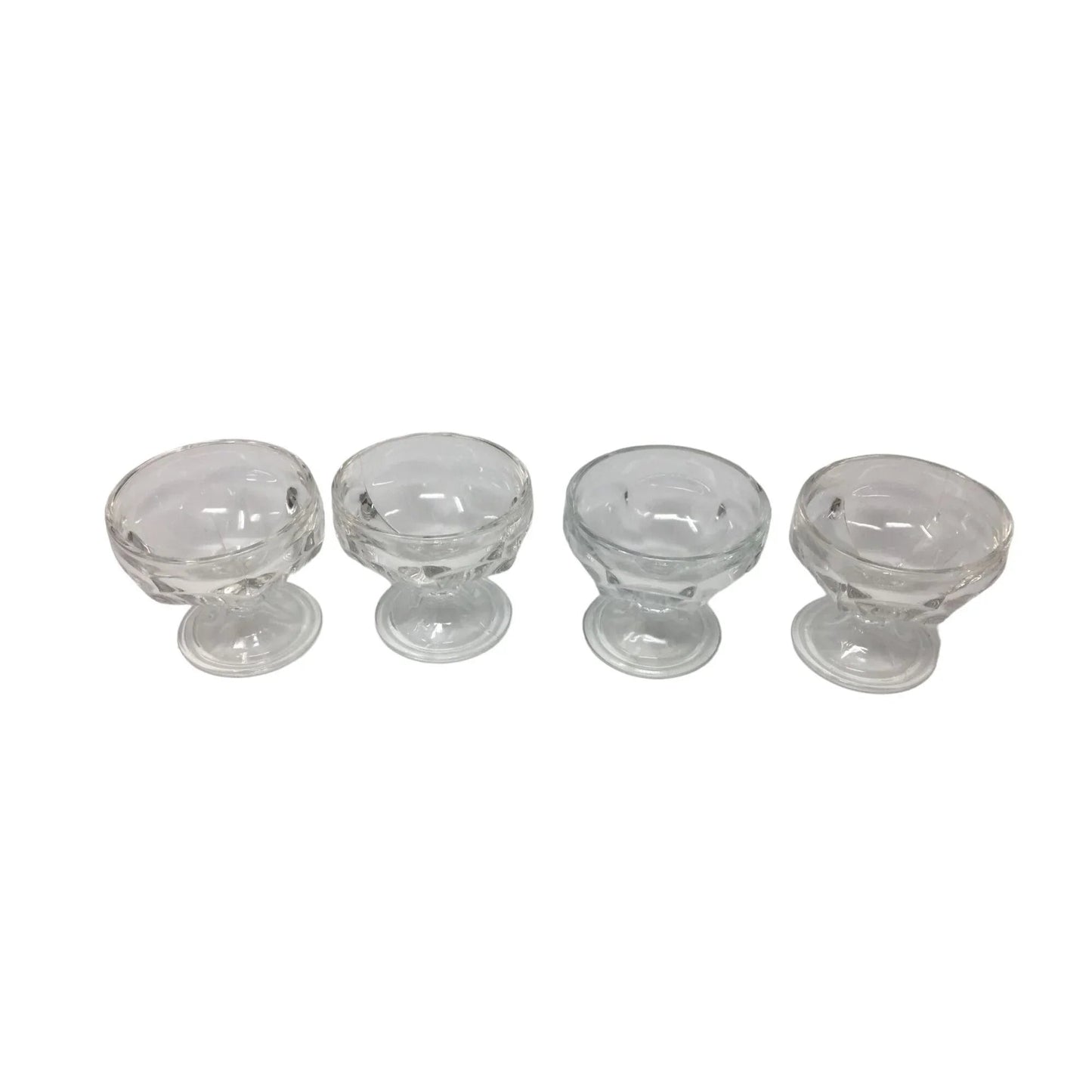 Set of 4 Vintage Clear Glass Footed Ice cream/Sundae Cups - A+ Stuff