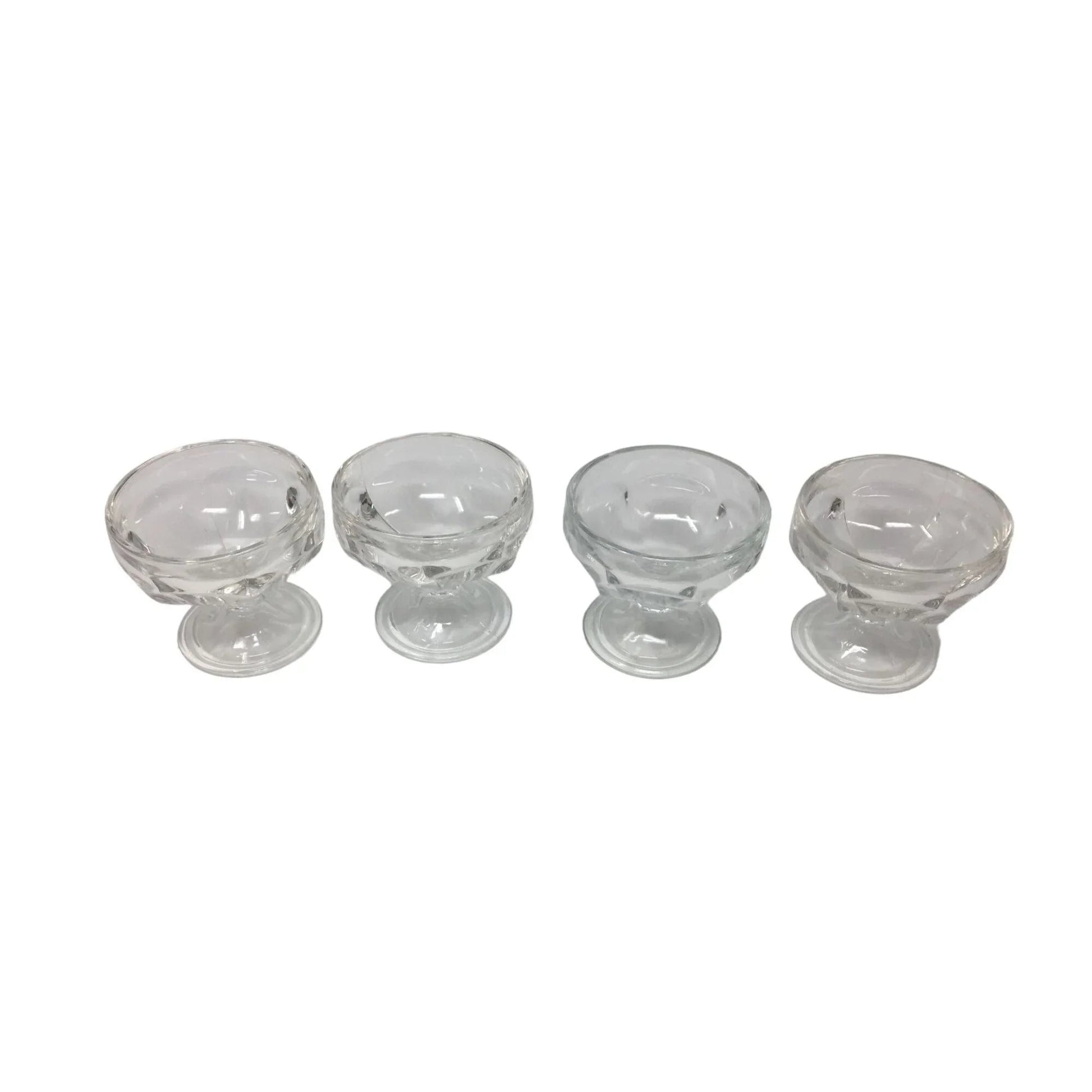 Set of 4 Vintage Clear Glass Footed Ice cream/Sundae Cups - A+ Stuff