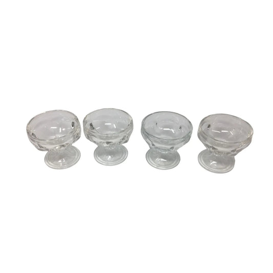 Set of 4 Vintage Clear Glass Footed Ice cream/Sundae Cups - A+ Stuff