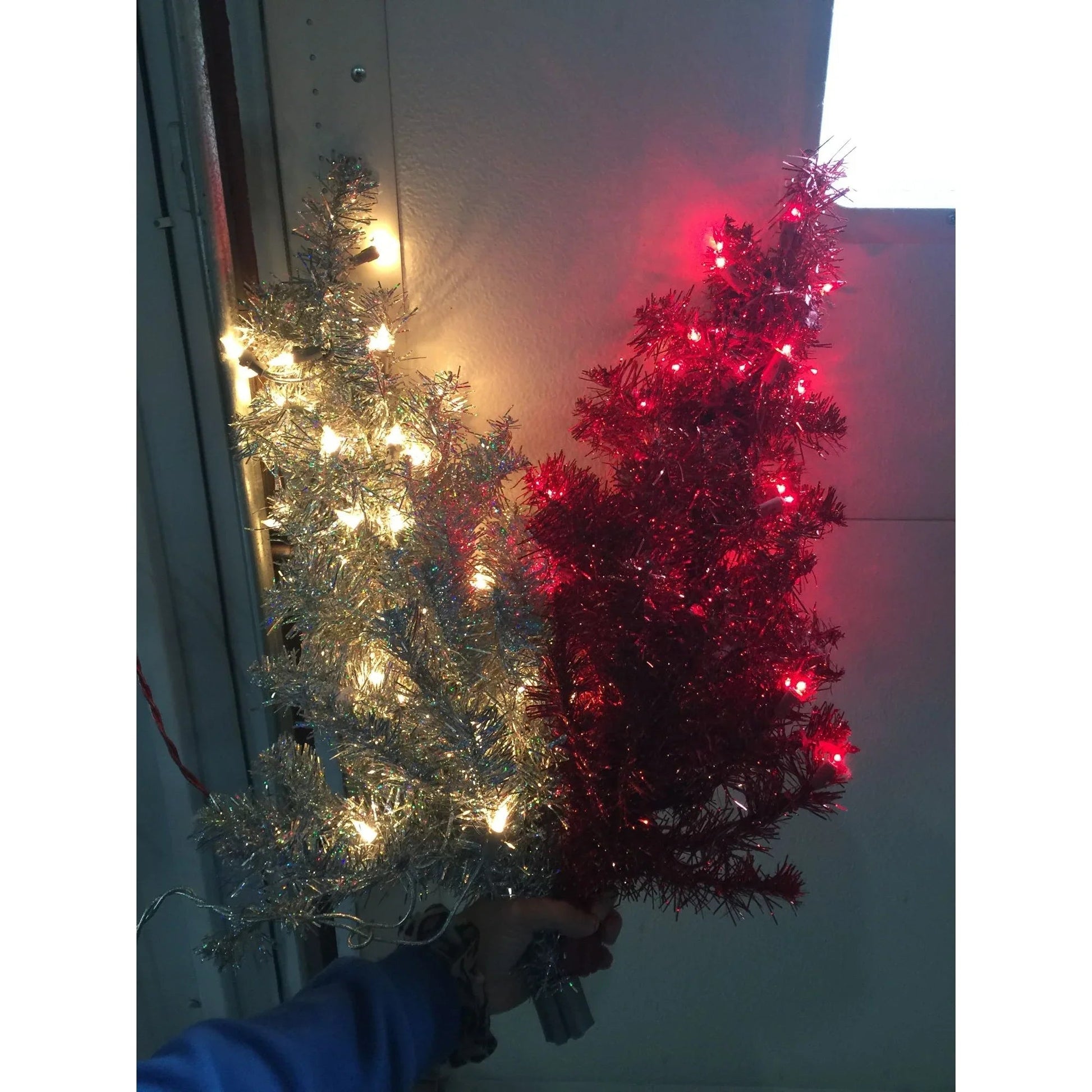 Set of 6 Colorful Pre Lit Artificial Christmas Trees - Red, Silver, Gold, Green, Purple, Blue - A+ Stuff - Seasonal & Holiday Decorations - A+ Stuff