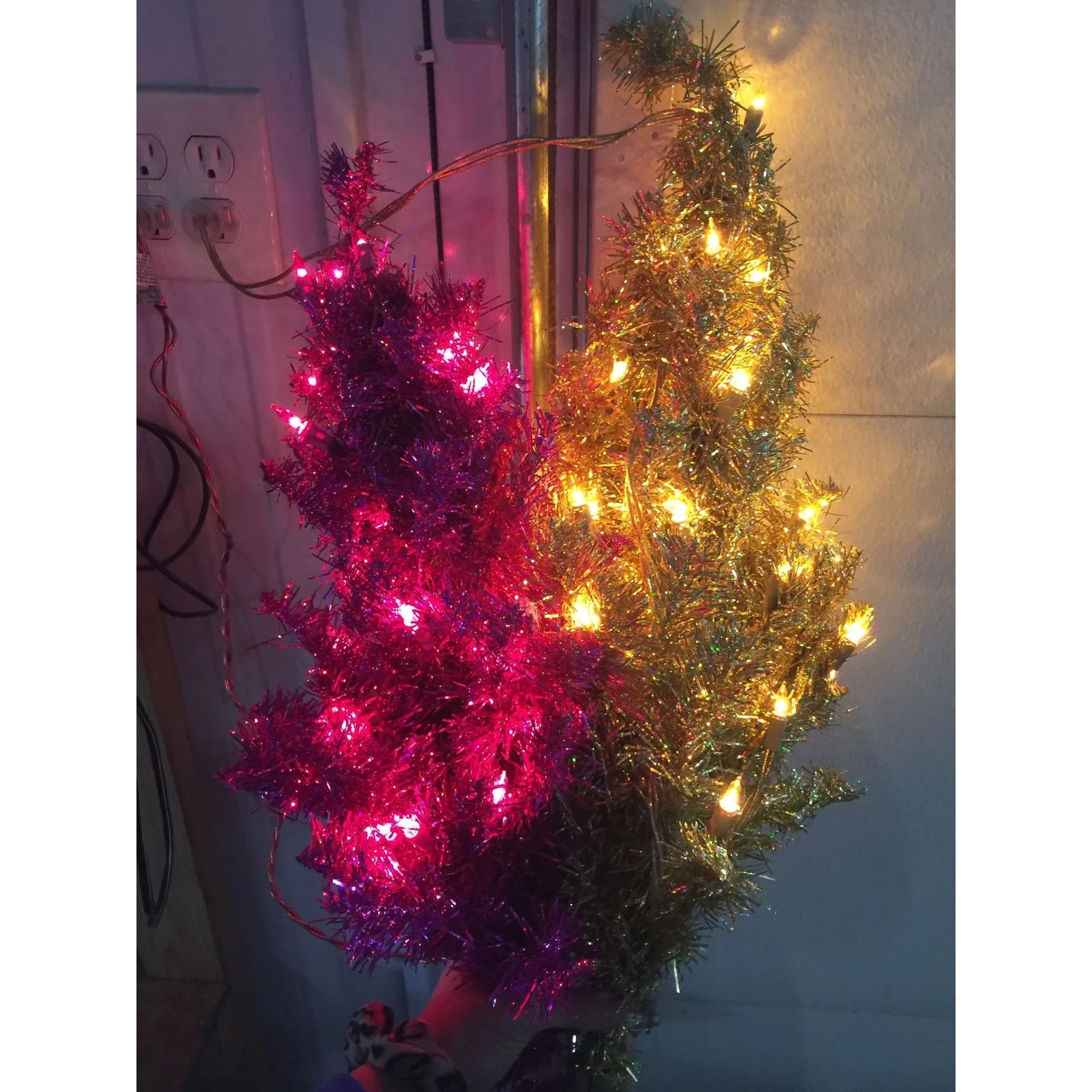 Set of 6 Colorful Pre Lit Artificial Christmas Trees - Red, Silver, Gold, Green, Purple, Blue - A+ Stuff - Seasonal & Holiday Decorations - A+ Stuff