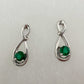 Beautiful Round Emerald Swoop Earrings in Sterling Silver