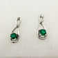 Beautiful Round Emerald Swoop Earrings in Sterling Silver