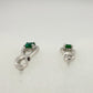 Beautiful Round Emerald Swoop Earrings in Sterling Silver