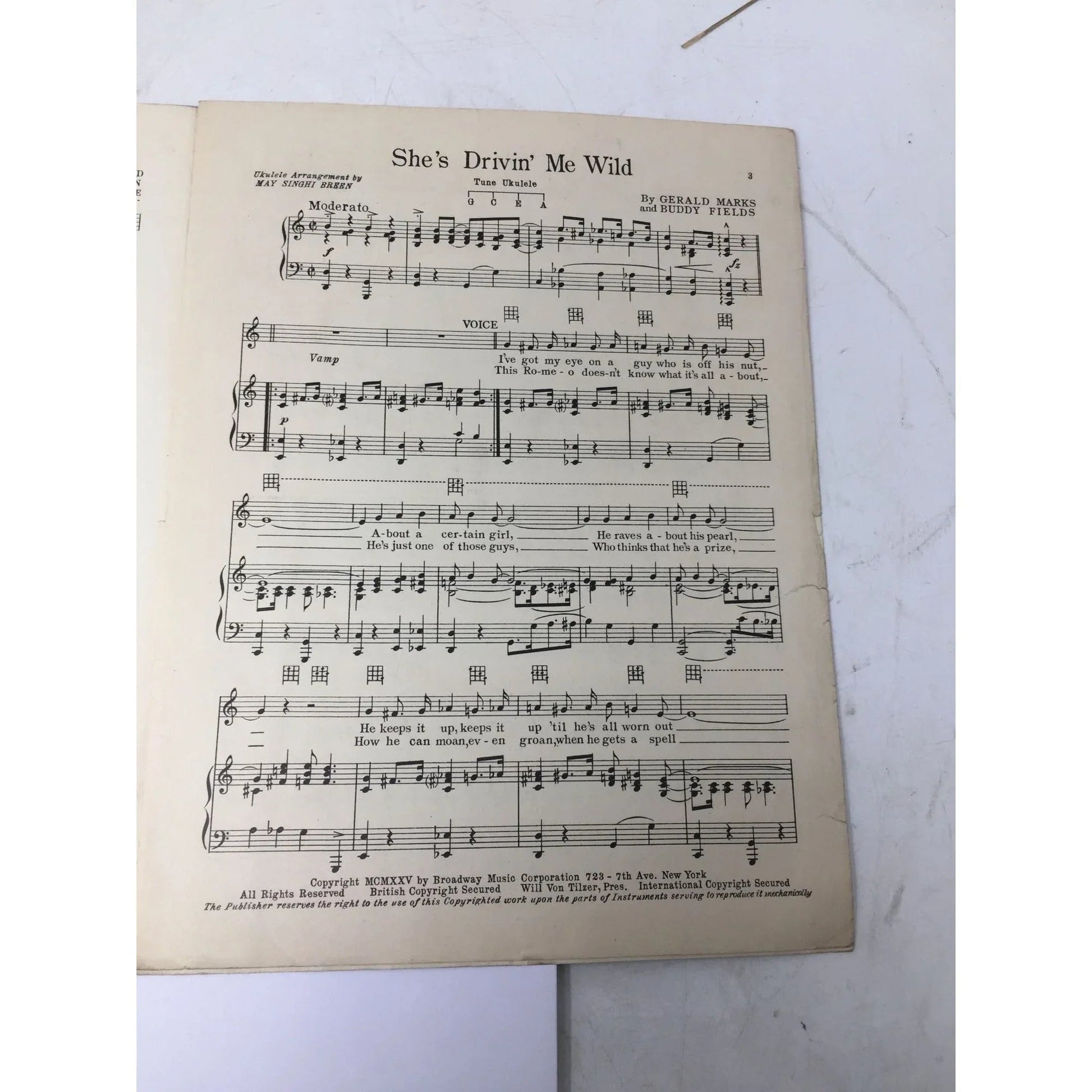 ''She's Drivin' Me Wild'' by Gerald Marks and Buddy Fields Sheet Music book - A+ Stuff - SHEET MUSIC - A+ Stuff