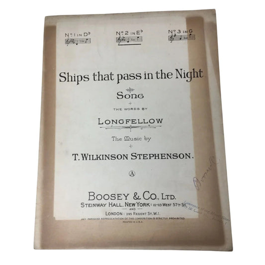 Ships that pass in the Night Song Vintage sheet music book - A+ Stuff - SHEET MUSIC - A+ Stuff
