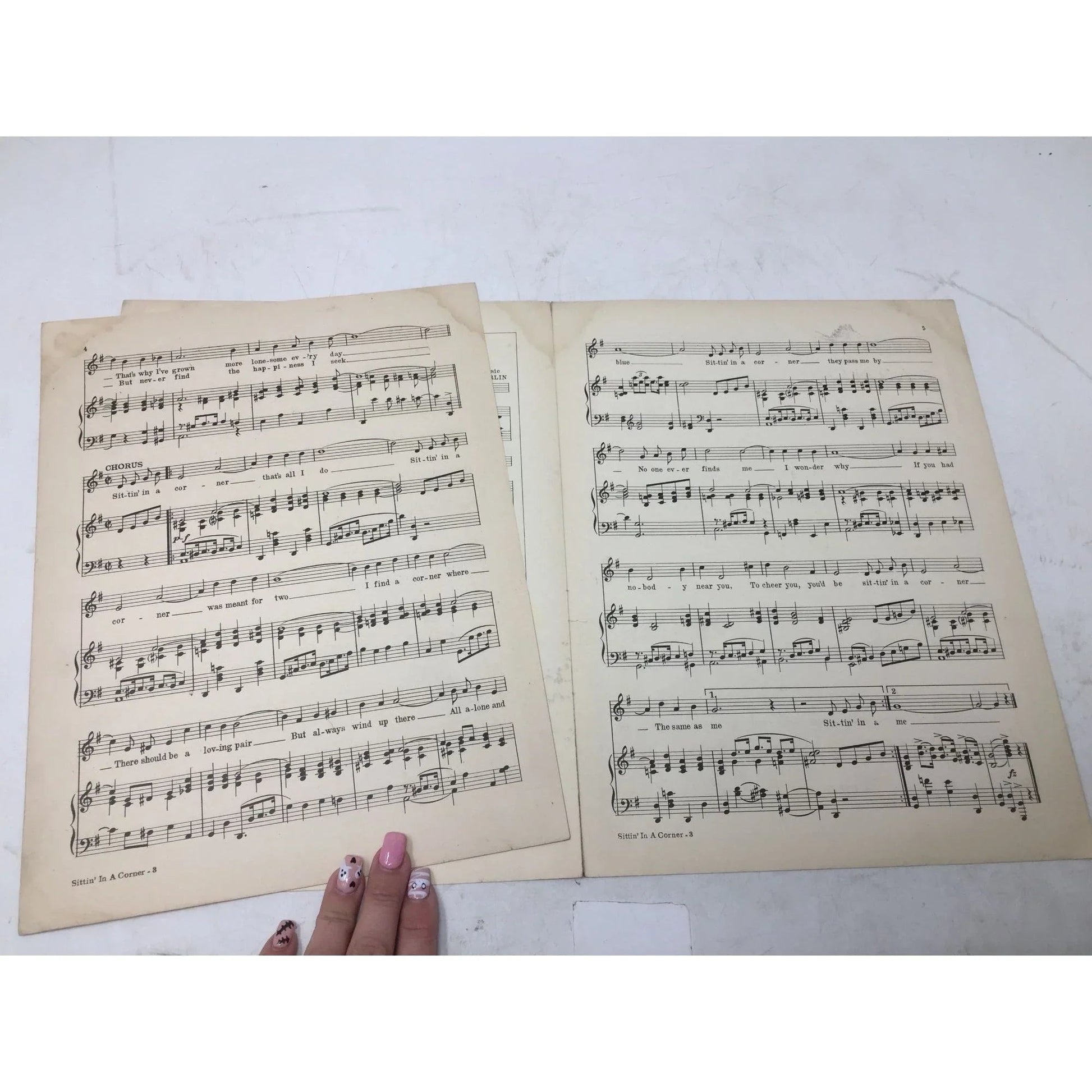 ''Sittin' In a Corner'' by Gus Kahn and Geo W Meyer Sheet Music Book - A+ Stuff - SHEET MUSIC - A+ Stuff
