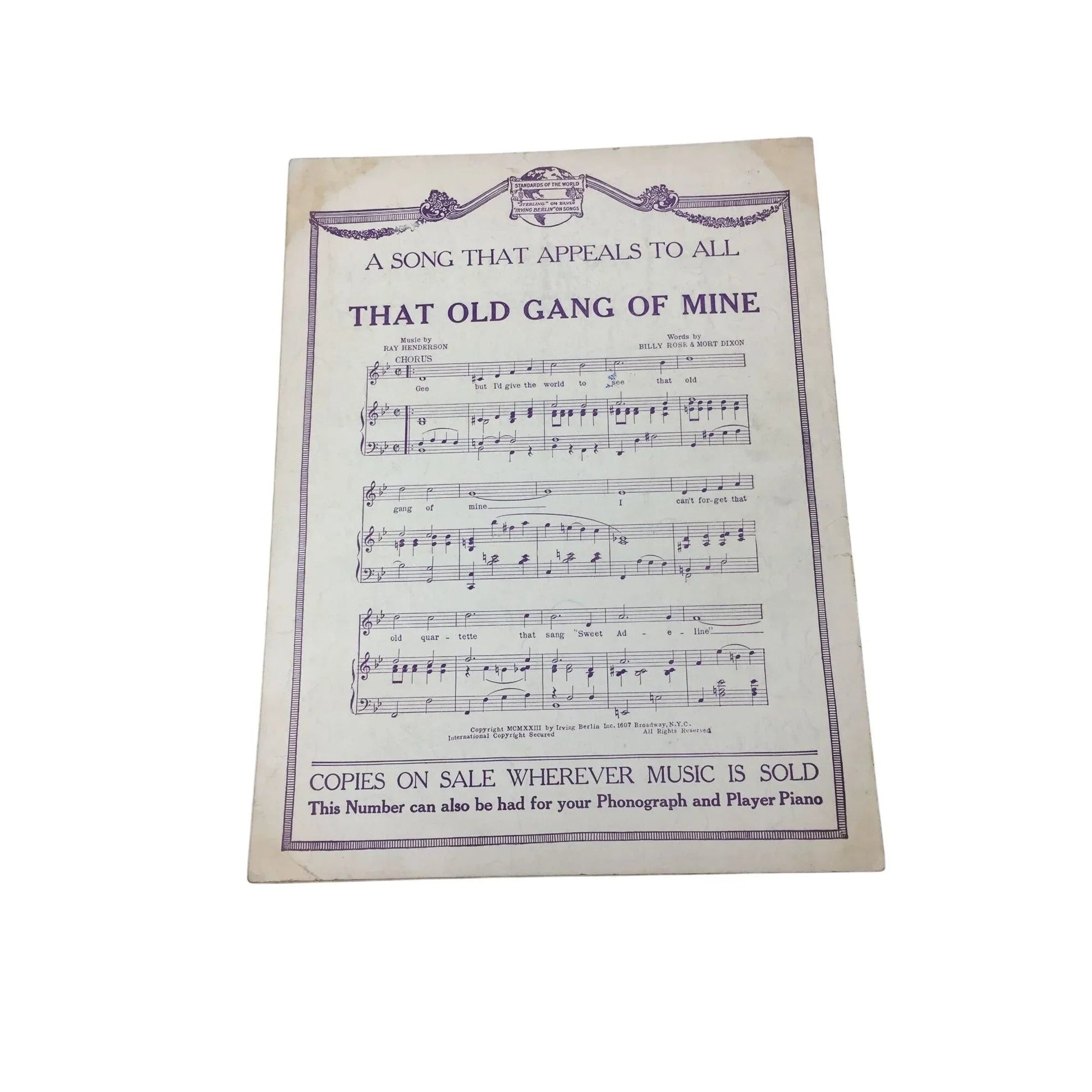 ''Sittin' In a Corner'' by Gus Kahn and Geo W Meyer Sheet Music Book - A+ Stuff - SHEET MUSIC - A+ Stuff