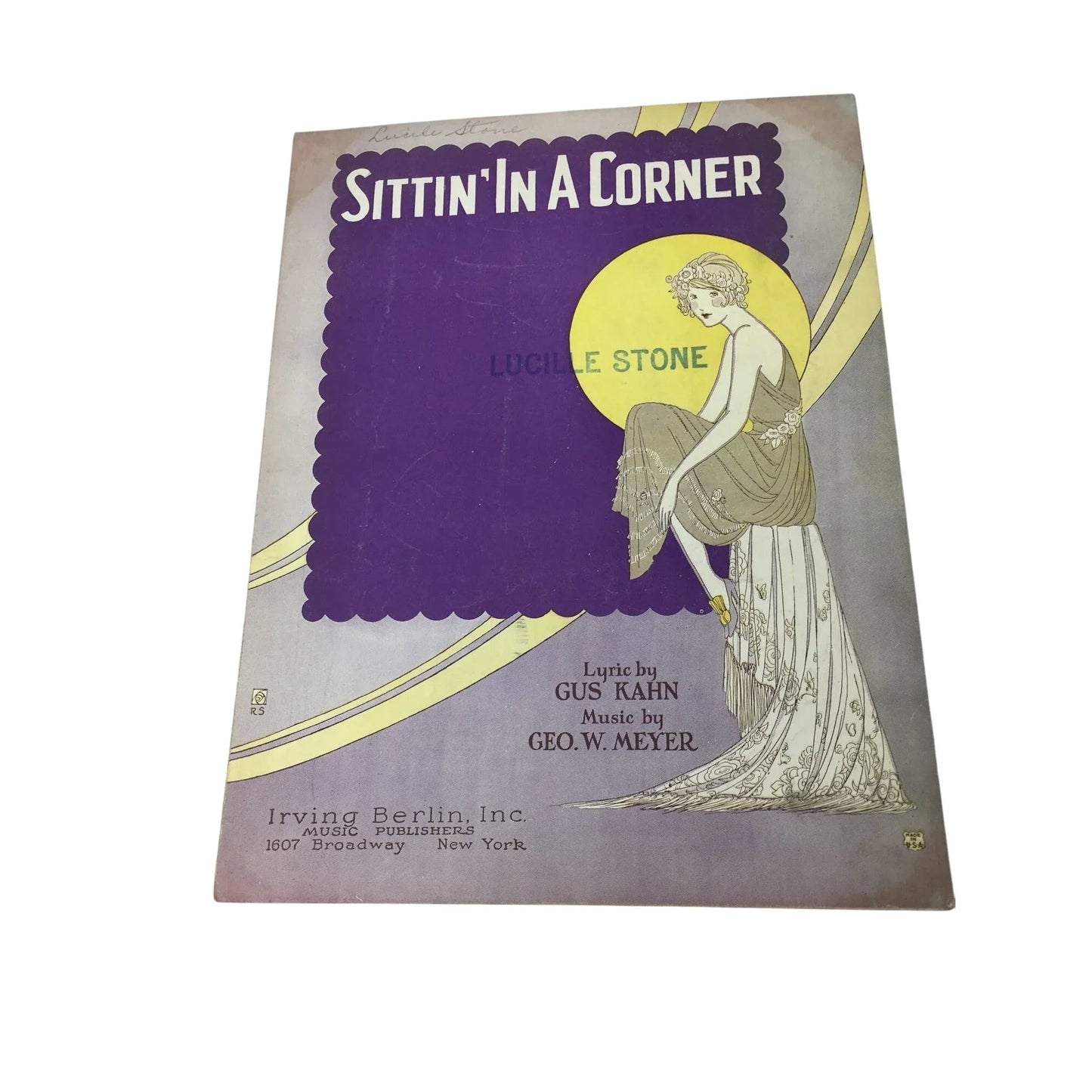 ''Sittin' In a Corner'' by Gus Kahn and Geo W Meyer Sheet Music Book - A+ Stuff - SHEET MUSIC - A+ Stuff