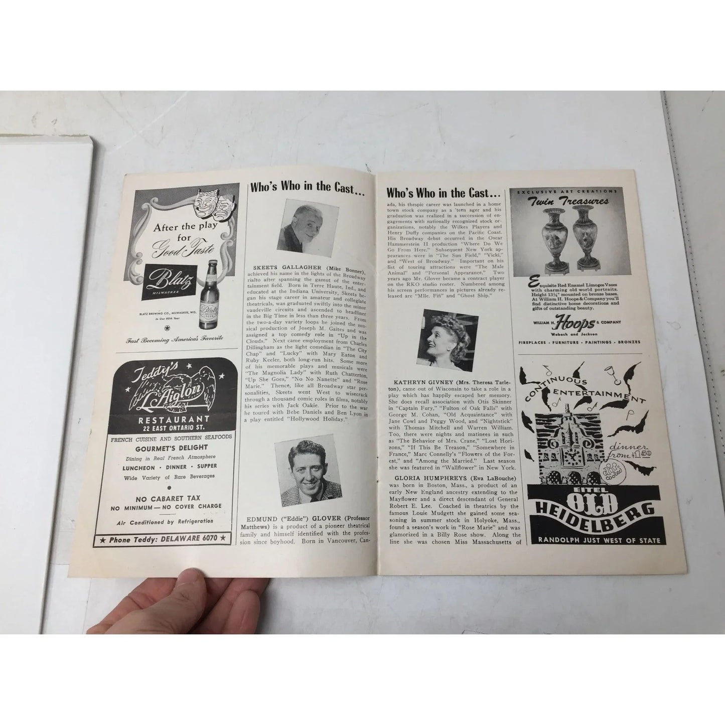 Skeets Gallagher & Edmund Glover in ''Good Night Ladies!'' Chicago Stagebill - A+ Stuff - Books - A+ Stuff