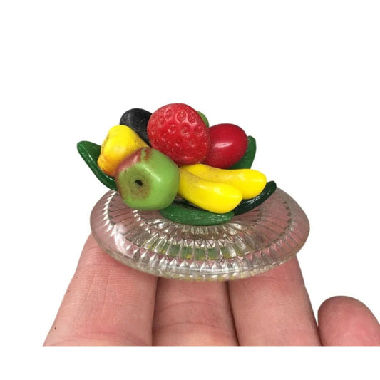 Small Miniature Glass Plate with Assorted Faux Fruit on top Decor Piece - A+ Stuff - Decor - A+ Stuff