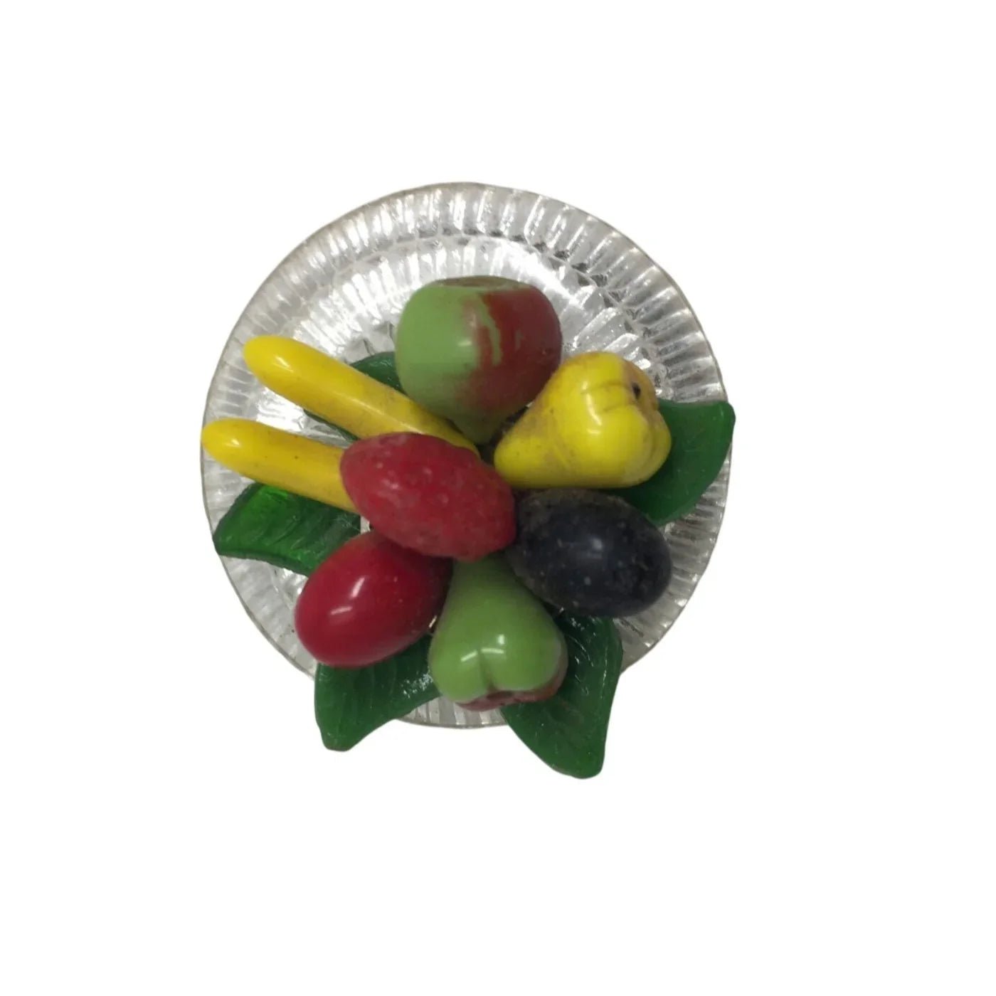 Small Miniature Glass Plate with Assorted Faux Fruit on top Decor Piece - A+ Stuff - Decor - A+ Stuff