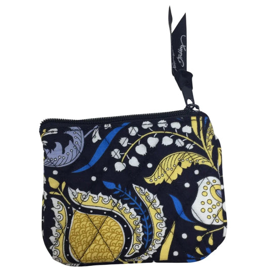 Small Vera Bradley Ellie Blue Floral Yellow and Blue Coin Purse/pouch - vera bradley - Coin Purse - A+ Stuff