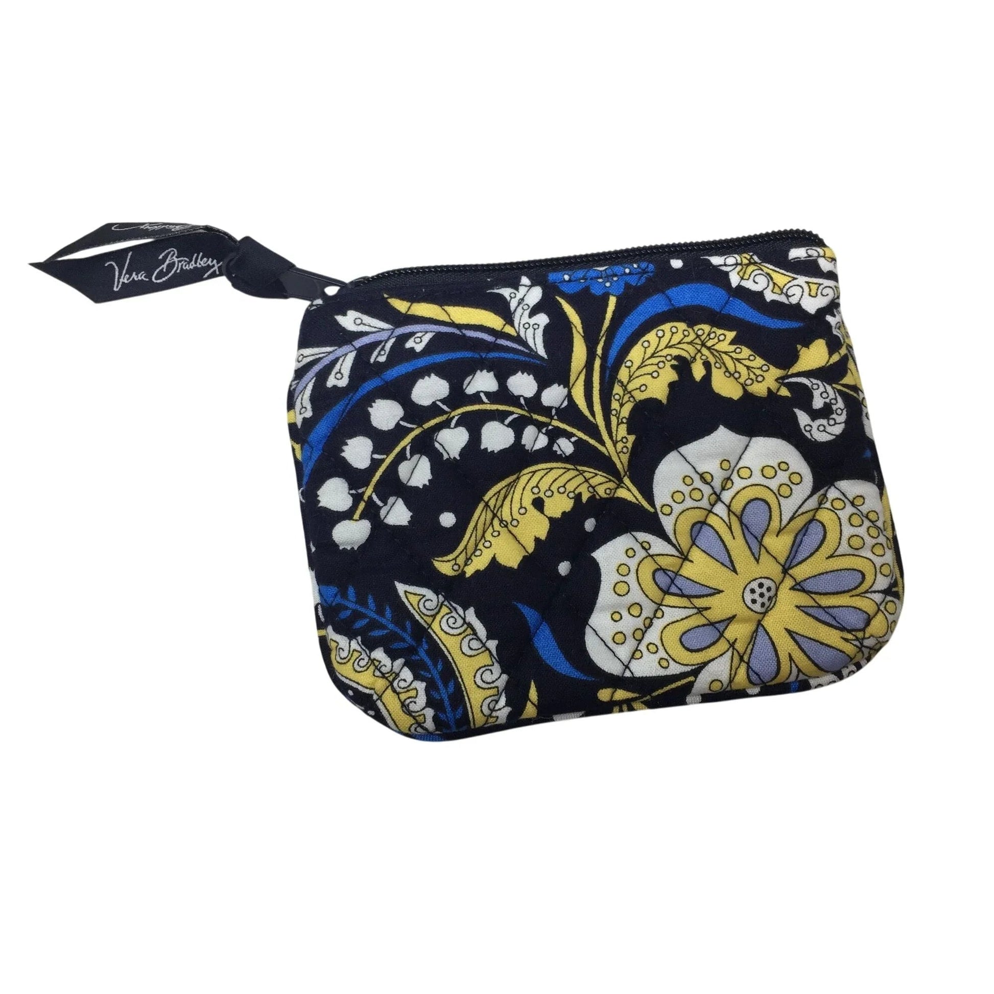 Small Vera Bradley Ellie Blue Floral Yellow and Blue Coin Purse/pouch - vera bradley - Coin Purse - A+ Stuff