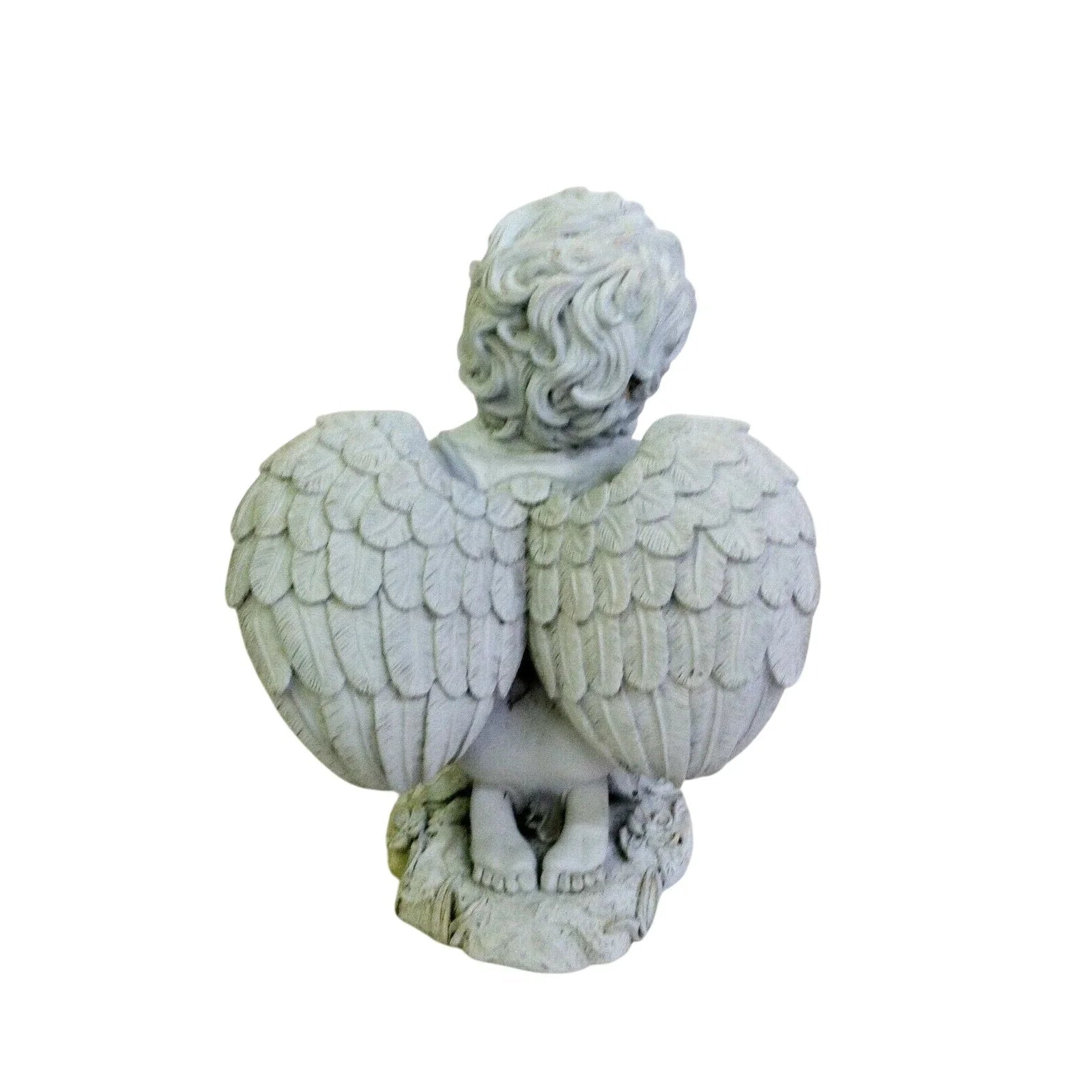 Smiling CHILD ANGEL Embracing Bunny GARDEN STATUE Lovely Details - Unbranded - garden statue - A+ Stuff