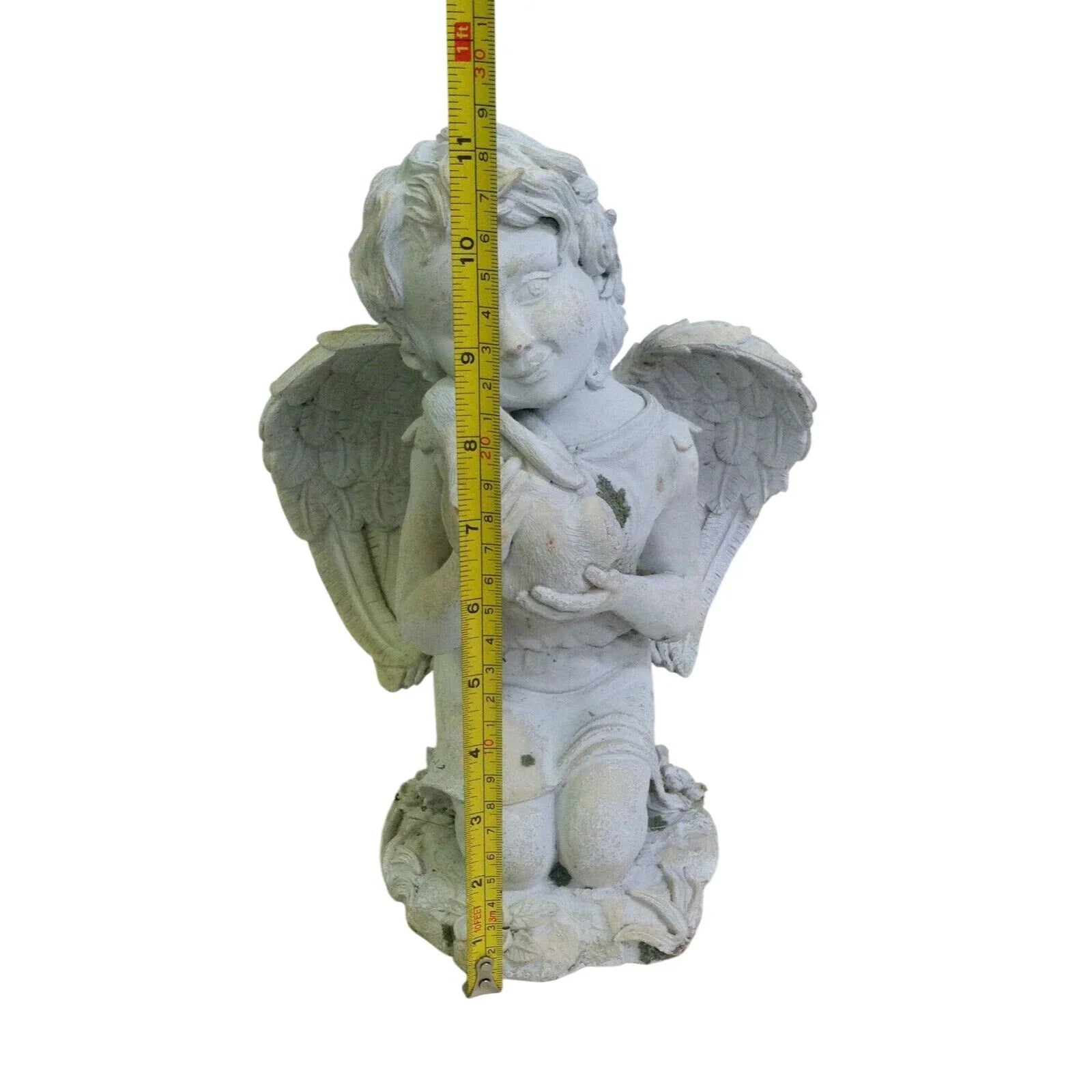 Smiling CHILD ANGEL Embracing Bunny GARDEN STATUE Lovely Details - Unbranded - garden statue - A+ Stuff