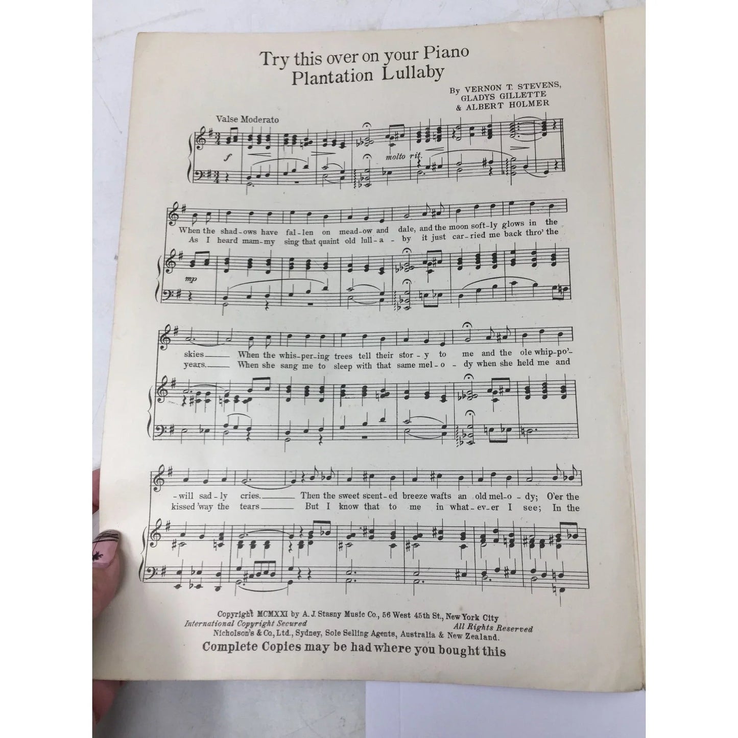 ''Somebody Knows (And Somebody Cares)'' By Blossom Seeley, Elmer Olson, Vernon Stevens - A+ Stuff - SHEET MUSIC - A+ Stuff