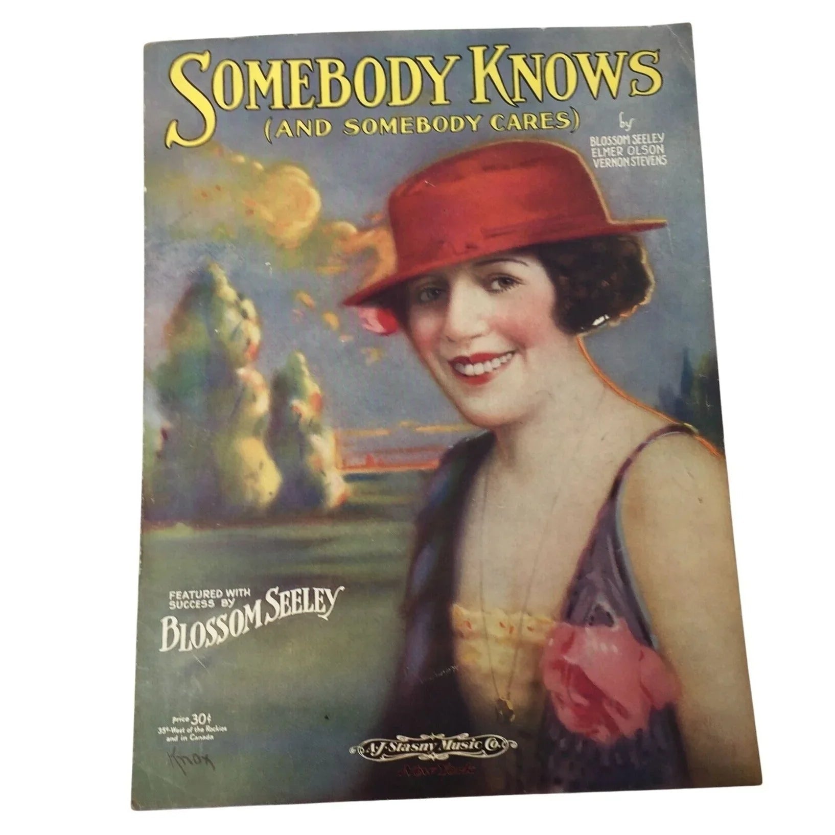 ''Somebody Knows (And Somebody Cares)'' By Blossom Seeley, Elmer Olson, Vernon Stevens - A+ Stuff - SHEET MUSIC - A+ Stuff