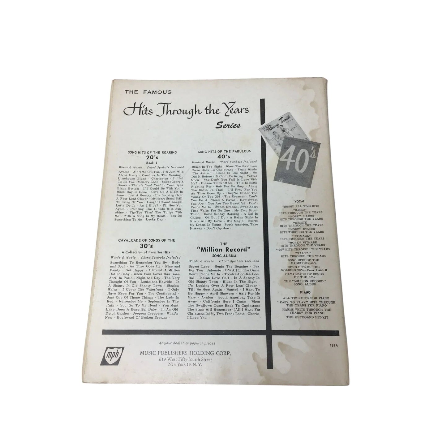 Song Hits of the Fabulous Forties Vintage Sheet Music Book - A+ Stuff - Sheet Music - A+ Stuff