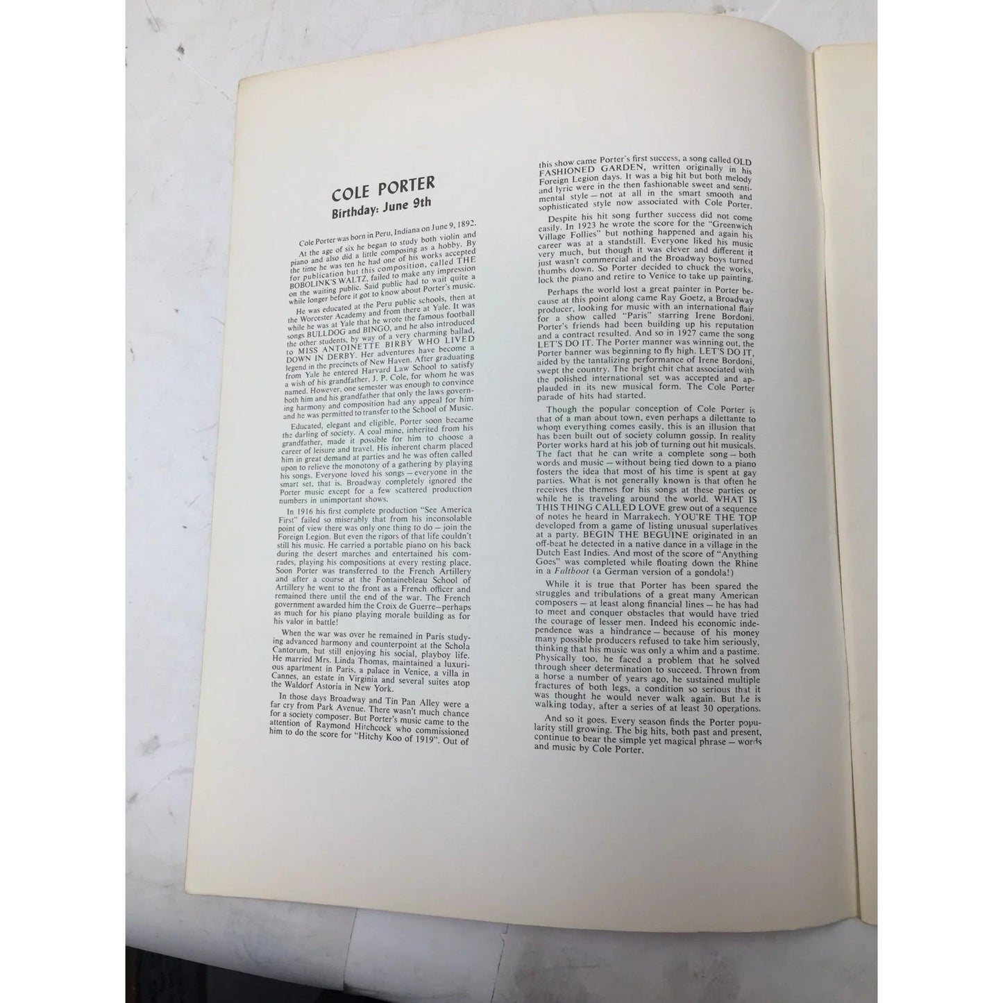 Songs by... Cole Porter Chords symbols included Vintage Sheet Music book - Harms Inc - Sheet Music - A+ Stuff