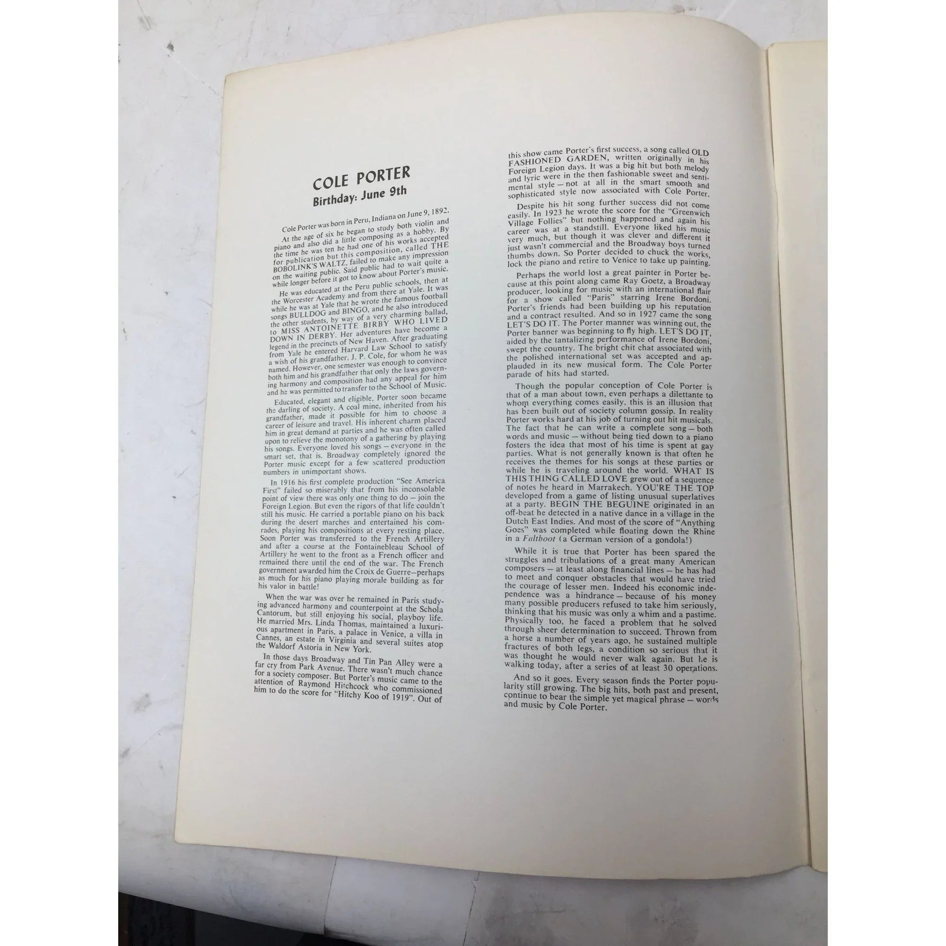 Songs by... Cole Porter Chords symbols included Vintage Sheet Music book - Harms Inc - Sheet Music - A+ Stuff