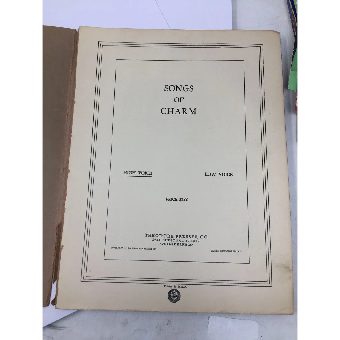 ''Songs of charm'' for high voice Sheet Music Book - A+ Stuff - SHEET MUSIC - A+ Stuff
