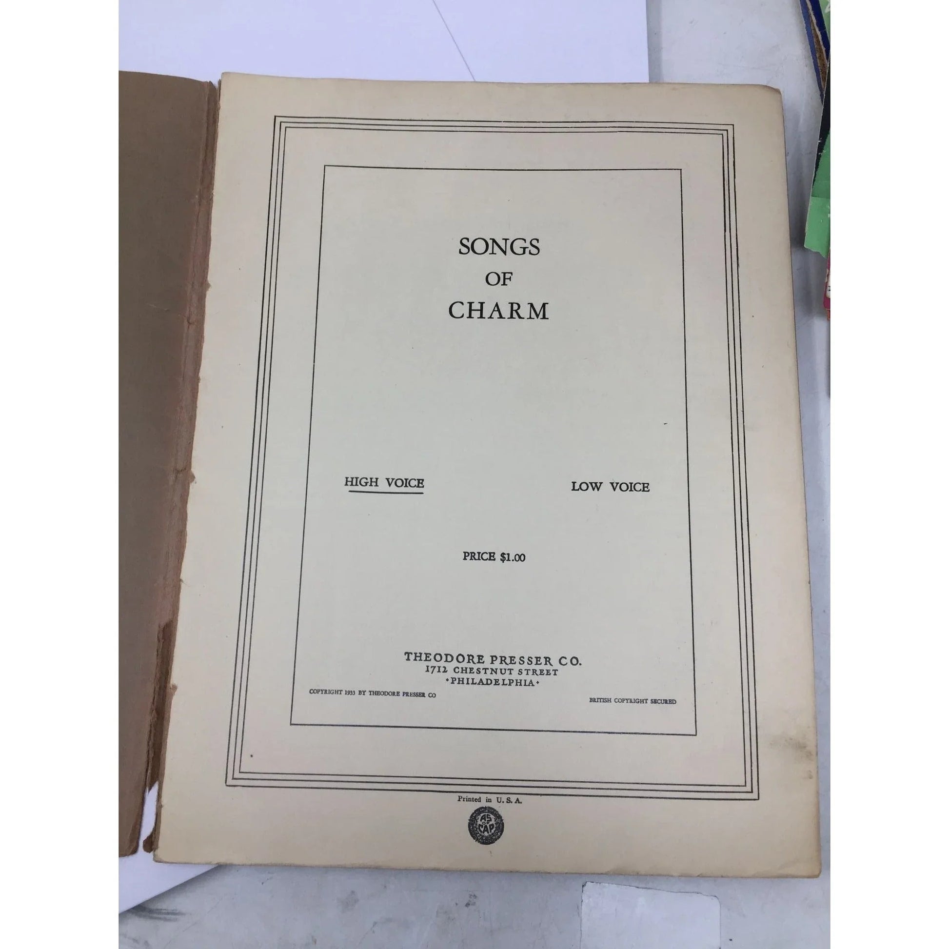 ''Songs of charm'' for high voice Sheet Music Book - A+ Stuff - SHEET MUSIC - A+ Stuff