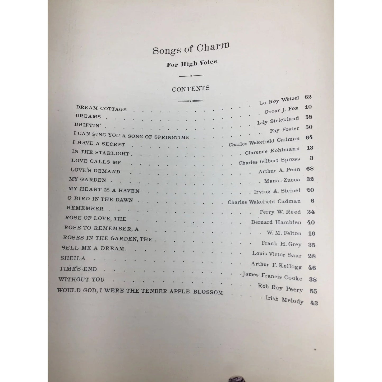 ''Songs of charm'' for high voice Sheet Music Book - A+ Stuff - SHEET MUSIC - A+ Stuff