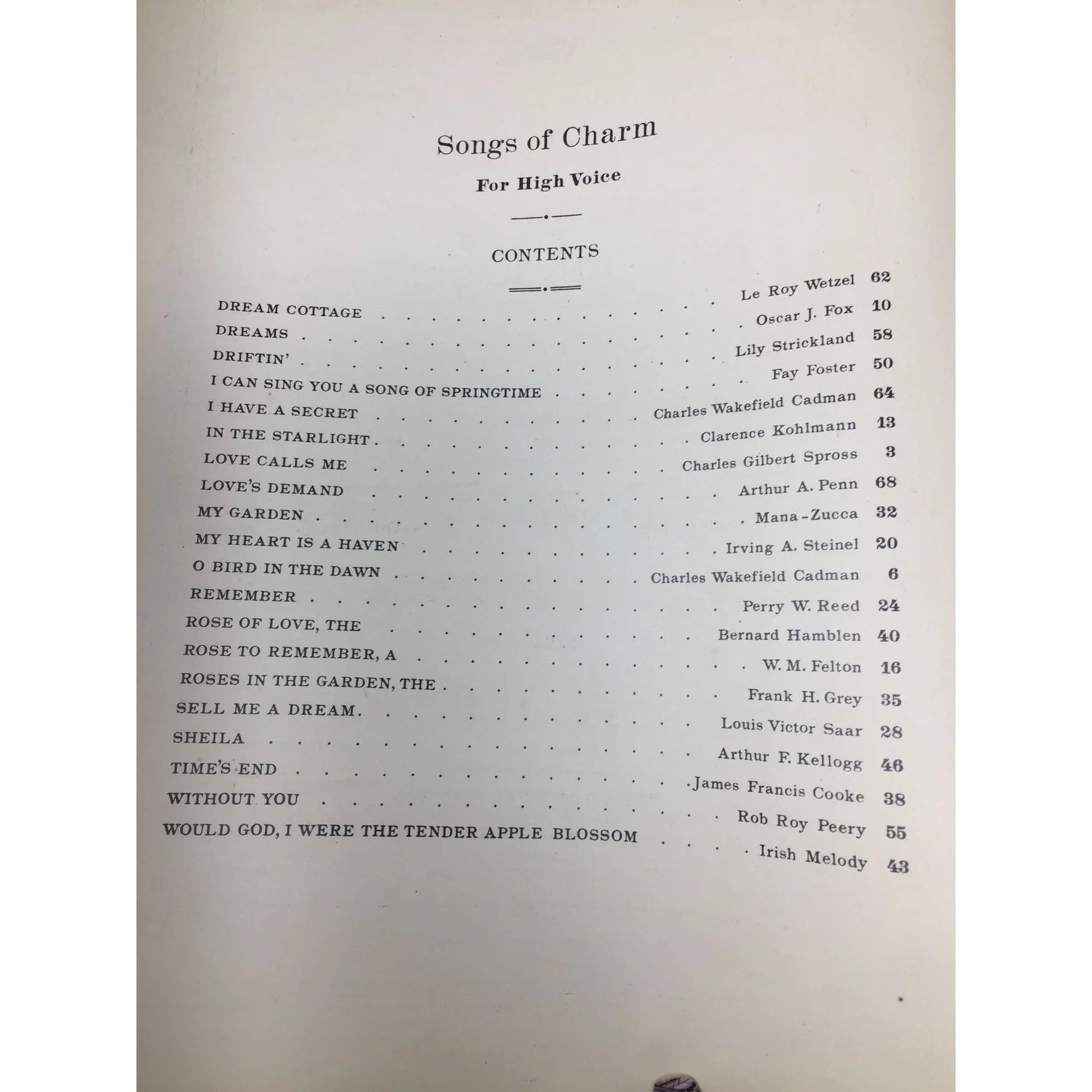 ''Songs of charm'' for high voice Sheet Music Book - A+ Stuff - SHEET MUSIC - A+ Stuff