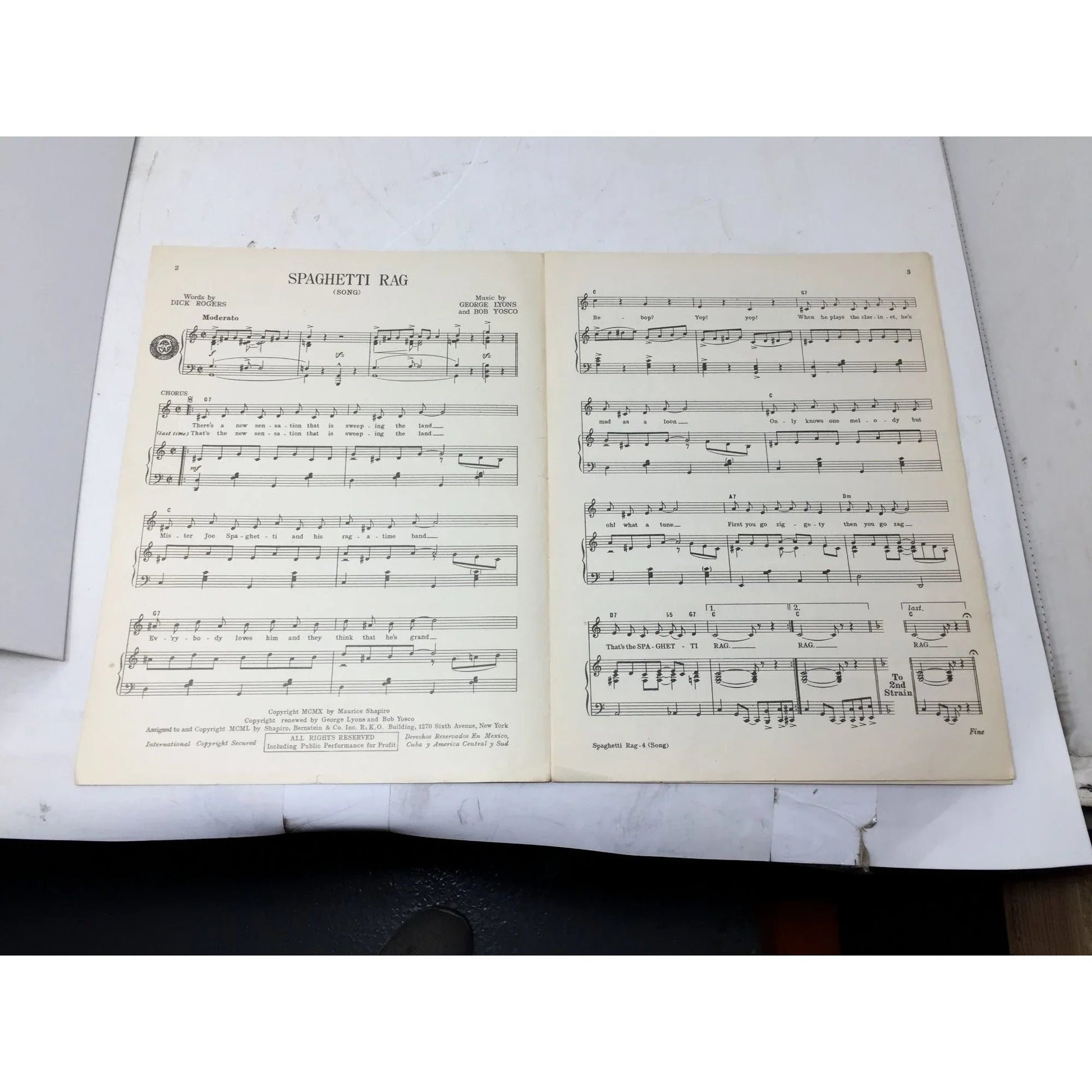 Spaghetti Rag by George Lyons and Bob Yosco - Vintage Sheet music book - A+ Stuff - sheet music - A+ Stuff