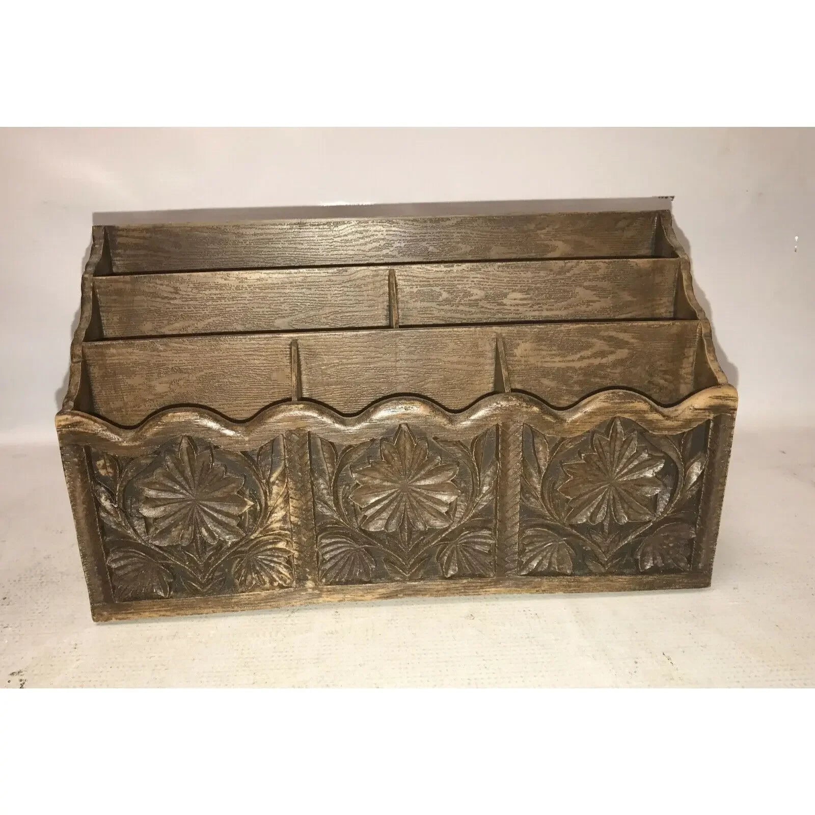 Vintage Faux WOOD GRAIN Lerner DESK ORGANIZER Letter Mail Holder Lerner